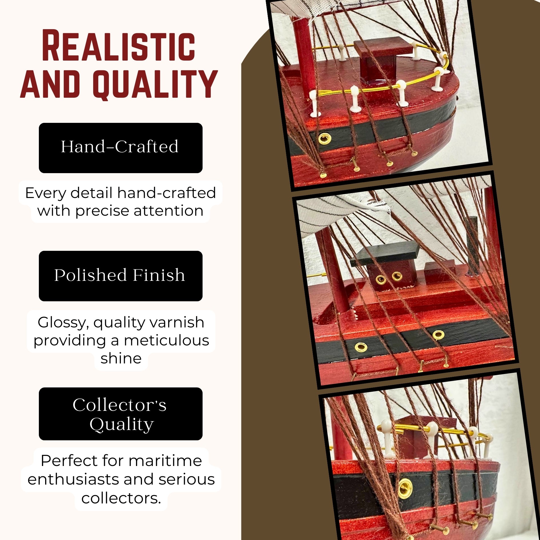 Confection Model Ship 1a With Display Stand Assembled 50cm Handmade