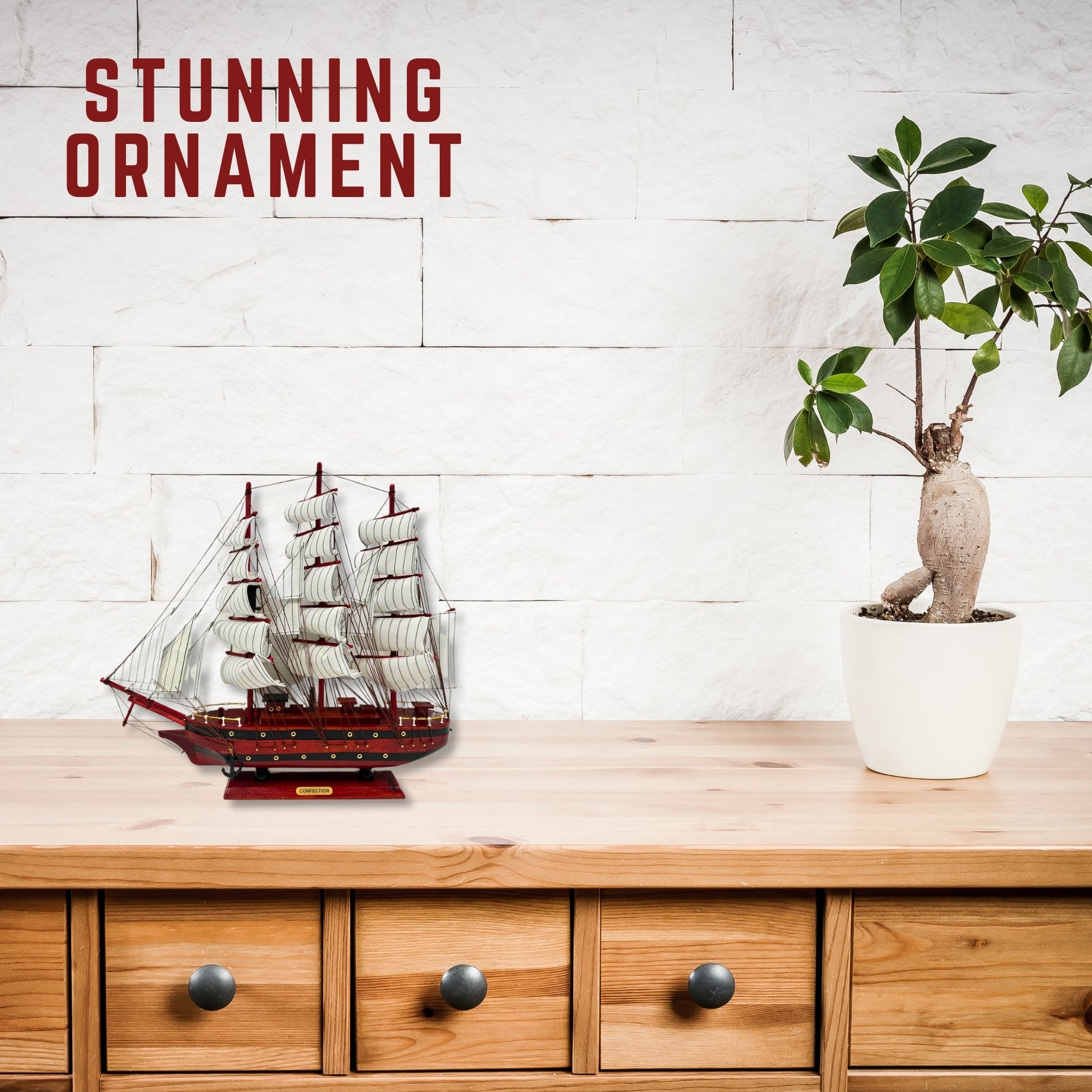 Confection Model Ship 1a With Display Stand Assembled 50cm Handmade