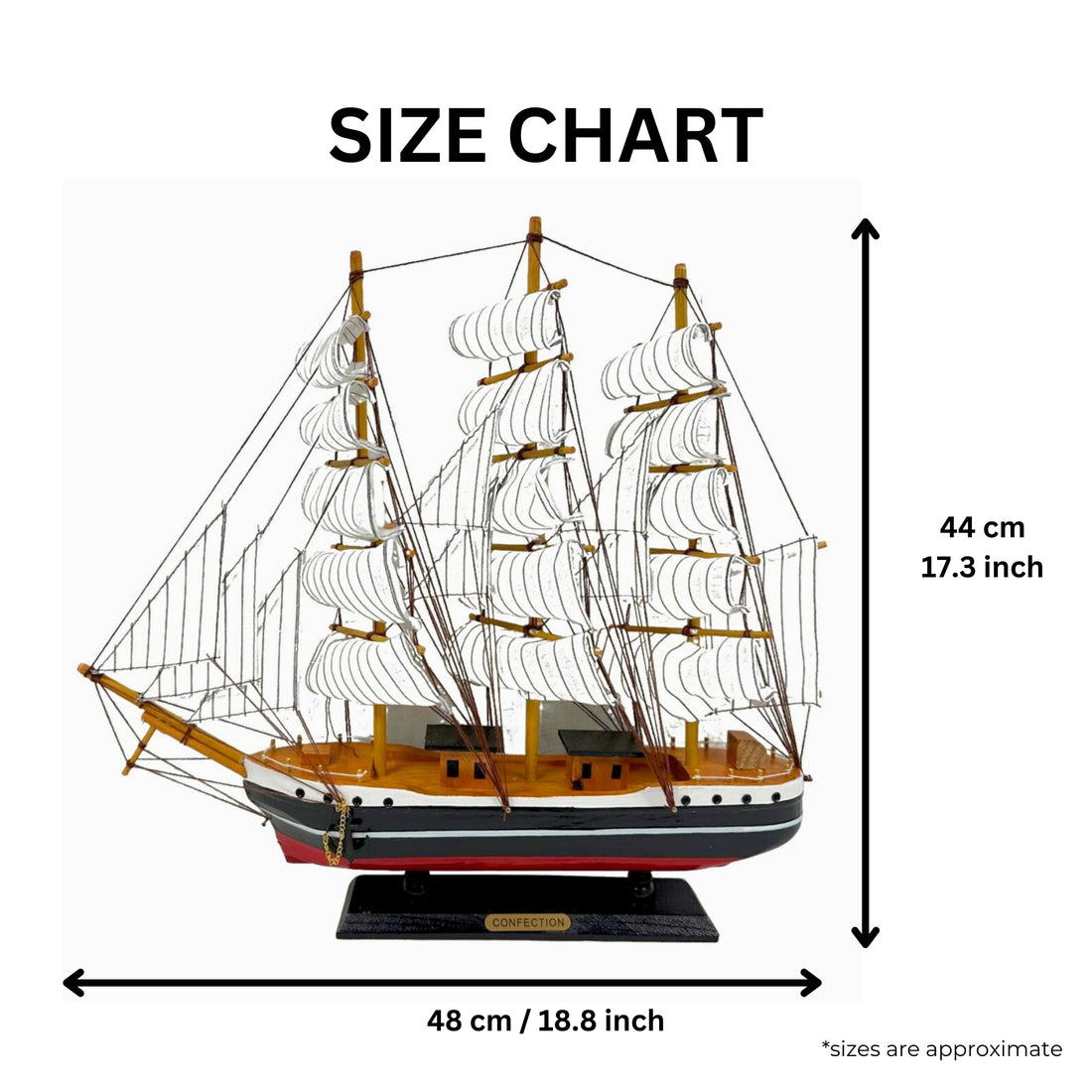 Confection Model Sea Ship 1b Display Stand Assembled 48cm Handmade