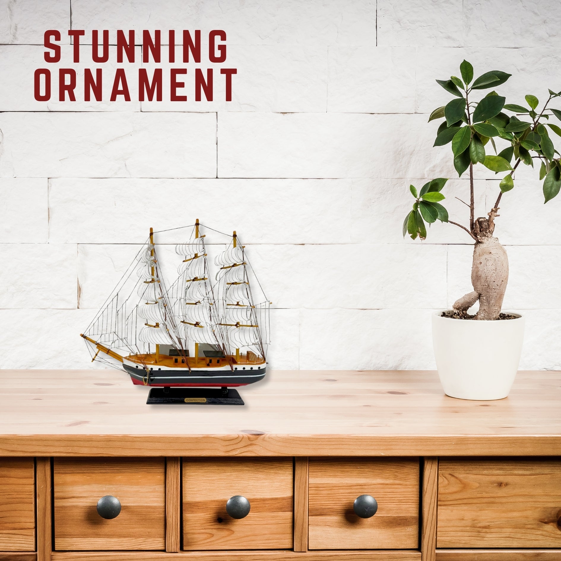 Confection Model Sea Ship 1b Display Stand Assembled 48cm Handmade