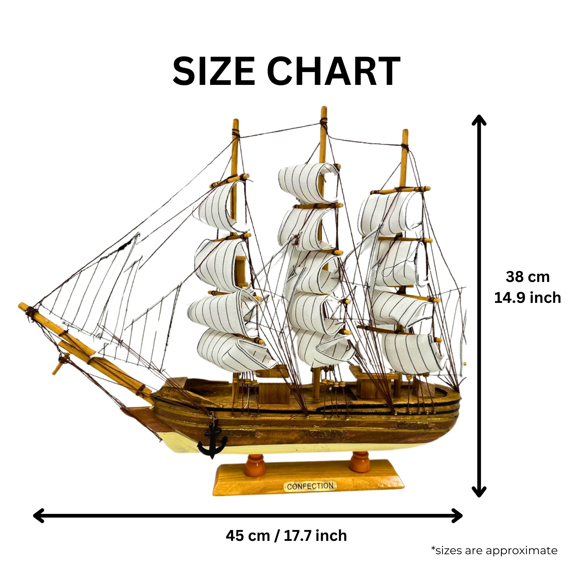 Confection Model Ship 1c With Display Stand Assembled Handmade