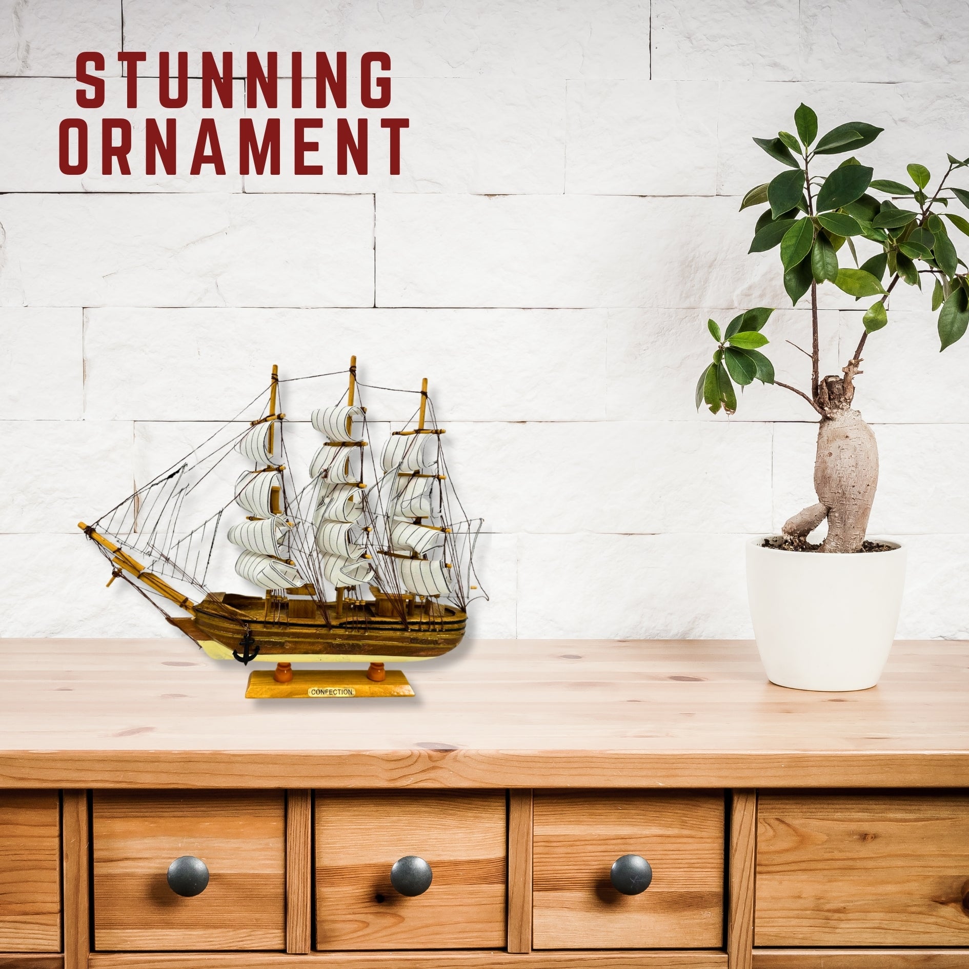 Confection Model Ship 1c With Display Stand Assembled Handmade