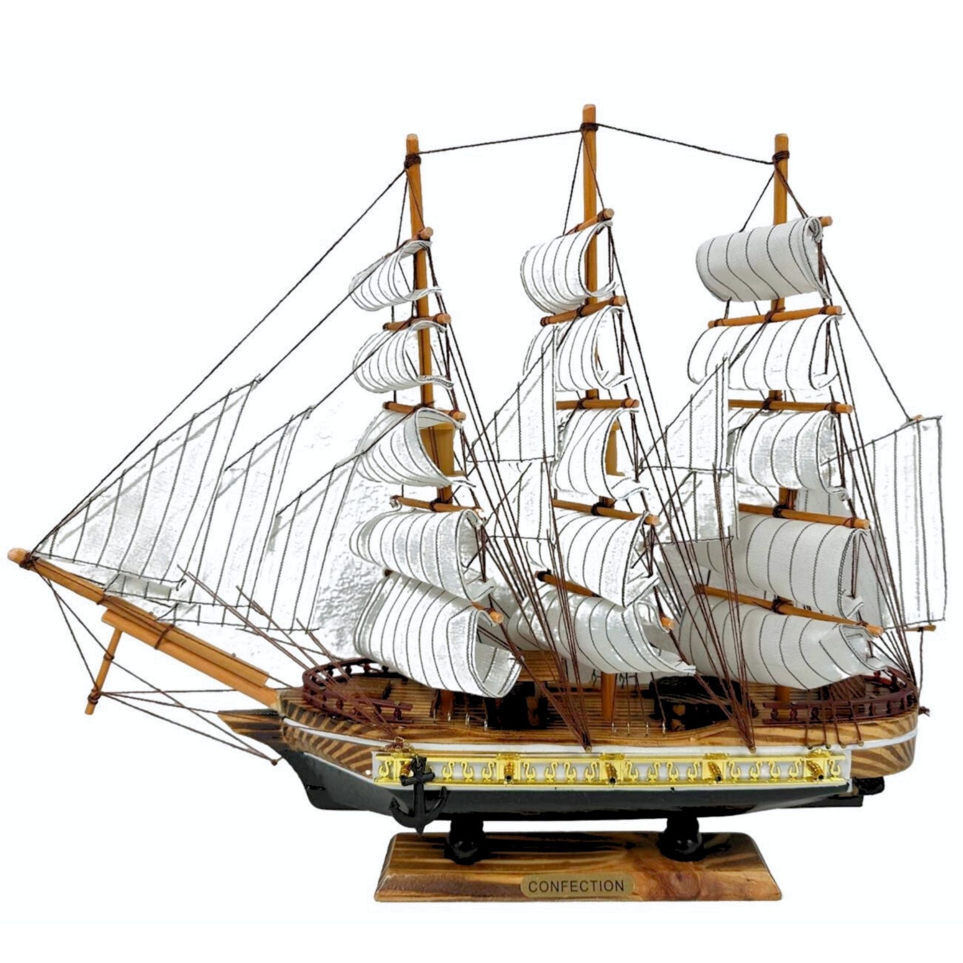 Confection Model Ship 1d With Display Stand Assembled Handmade
