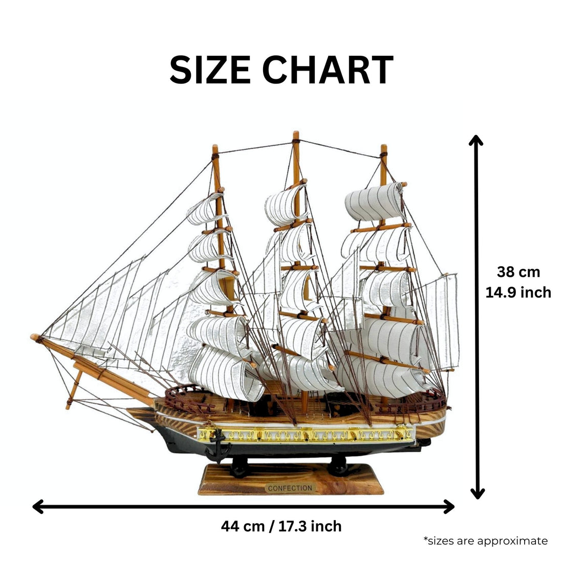 Confection Model Ship 1d With Display Stand Assembled Handmade