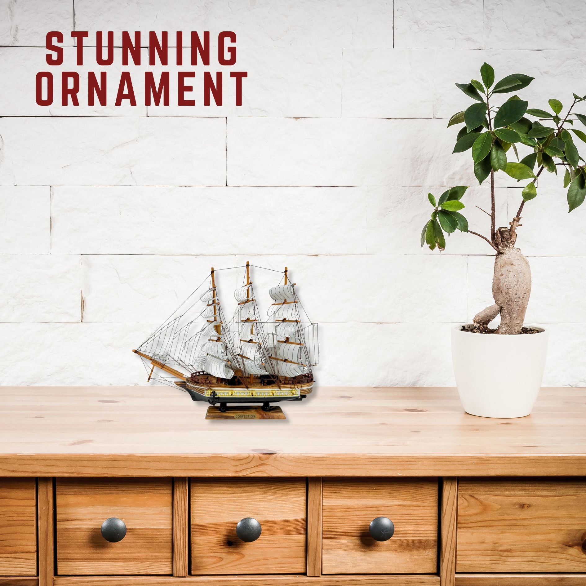 Confection Model Ship 1d With Display Stand Assembled Handmade