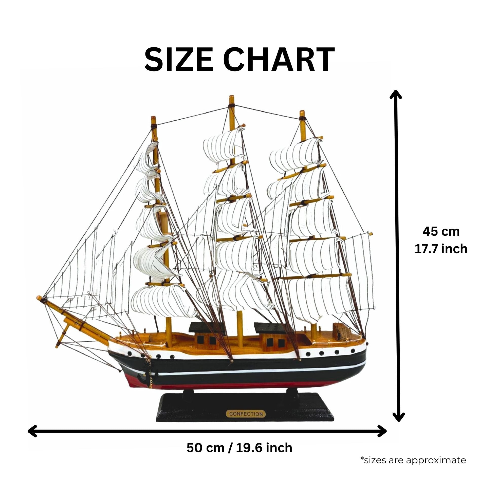 Confection Model Ship 1e With Display Stand Assembled Handmade