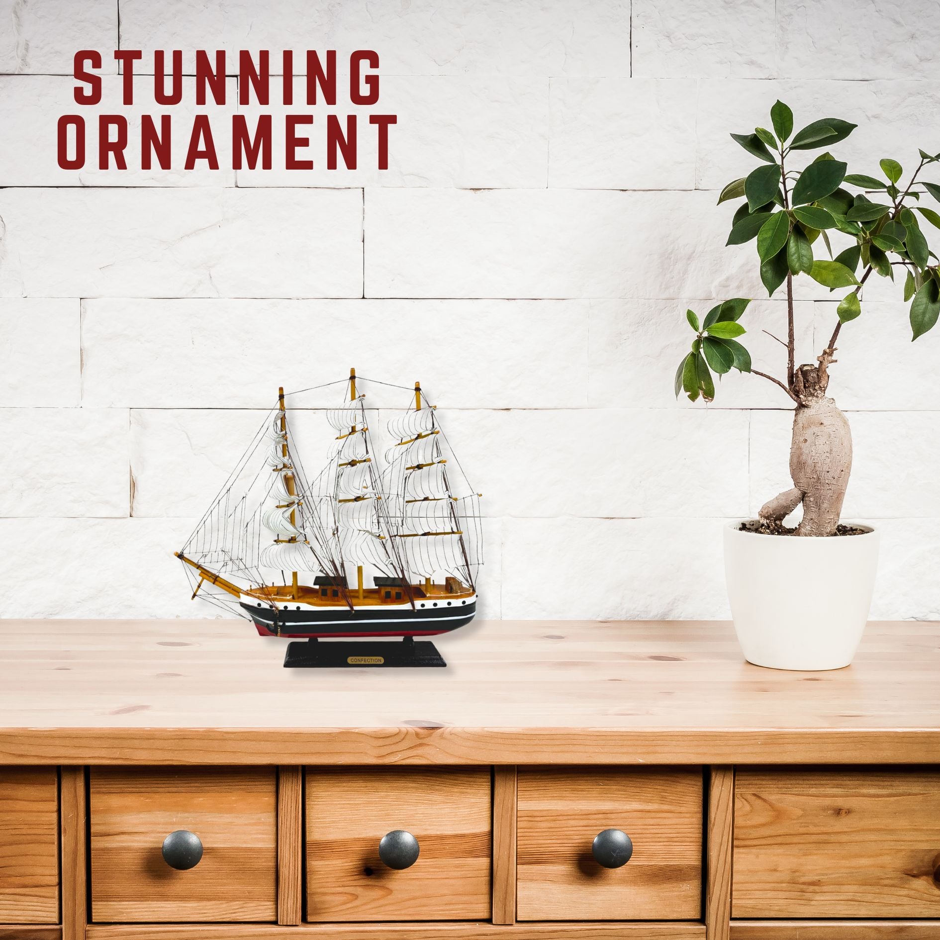 Confection Model Ship 1e With Display Stand Assembled Handmade