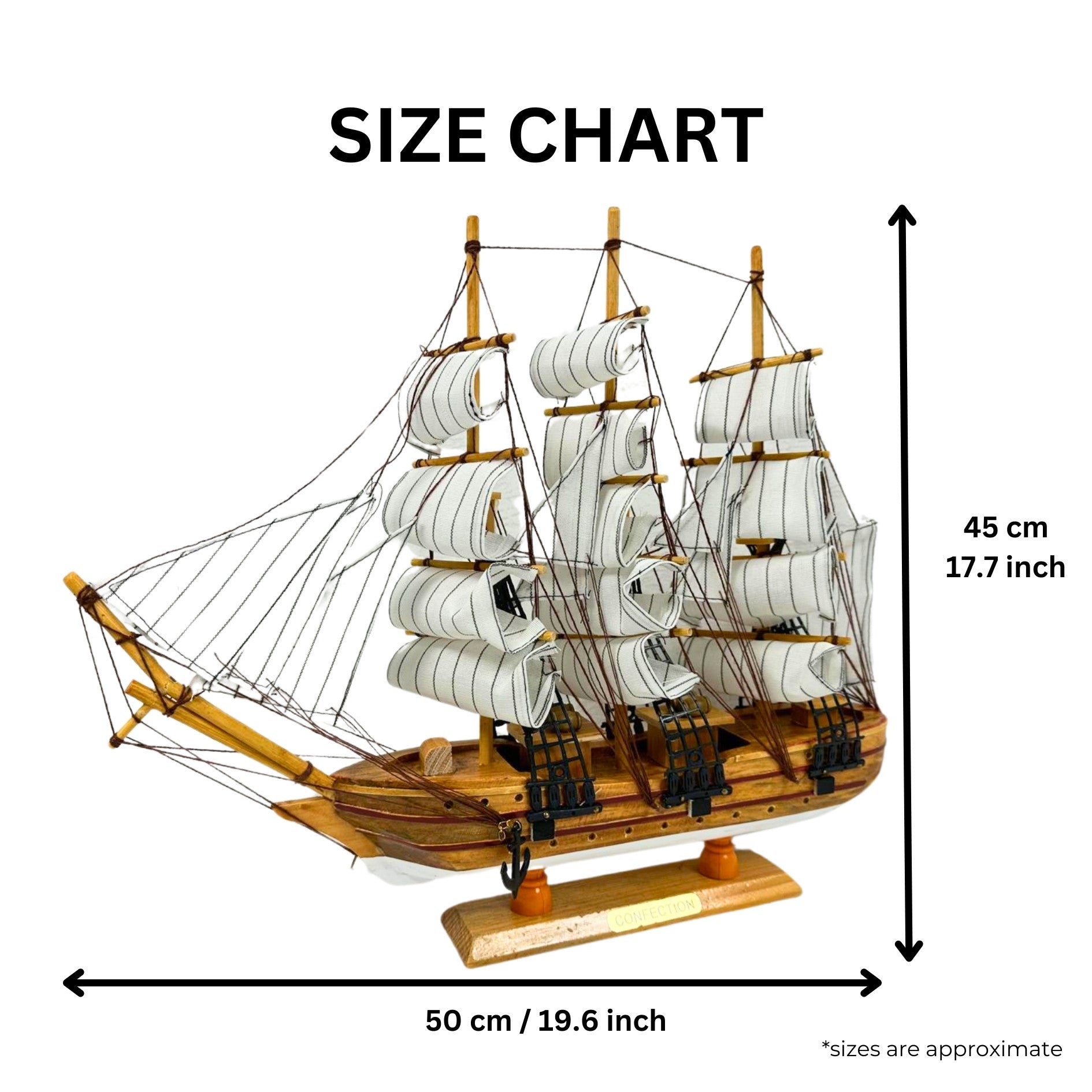 Confection Model Ship 1f With Display Stand Assembled Handmade