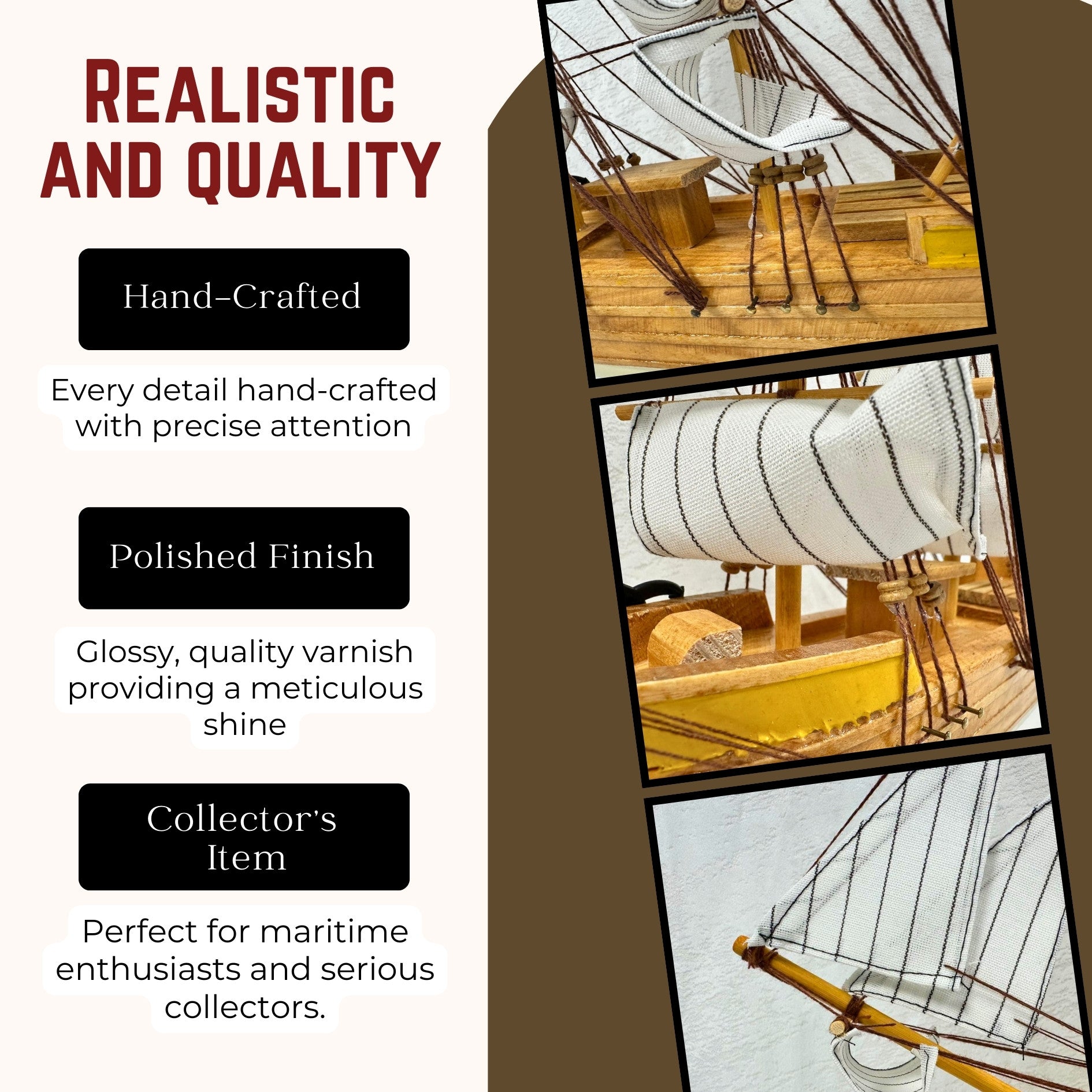 Confection Model Sea Ship 1g Display Stand Assembled 38cm Handmade