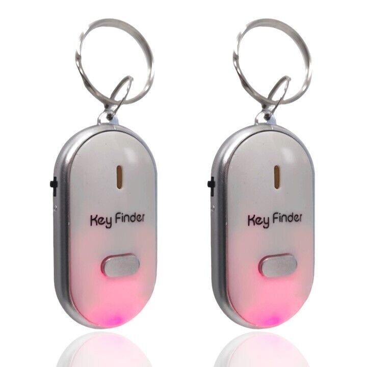 2 Pack Whistle Keyfinder with Light Keyring - Key Locater Beep Sound & Flashing