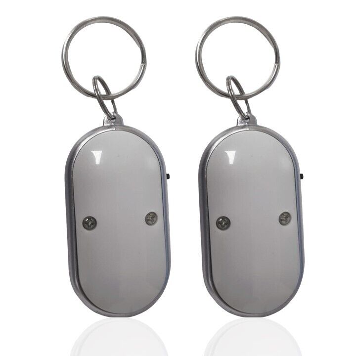 2 Pack Whistle Keyfinder with Light Keyring - Key Locater Beep Sound & Flashing