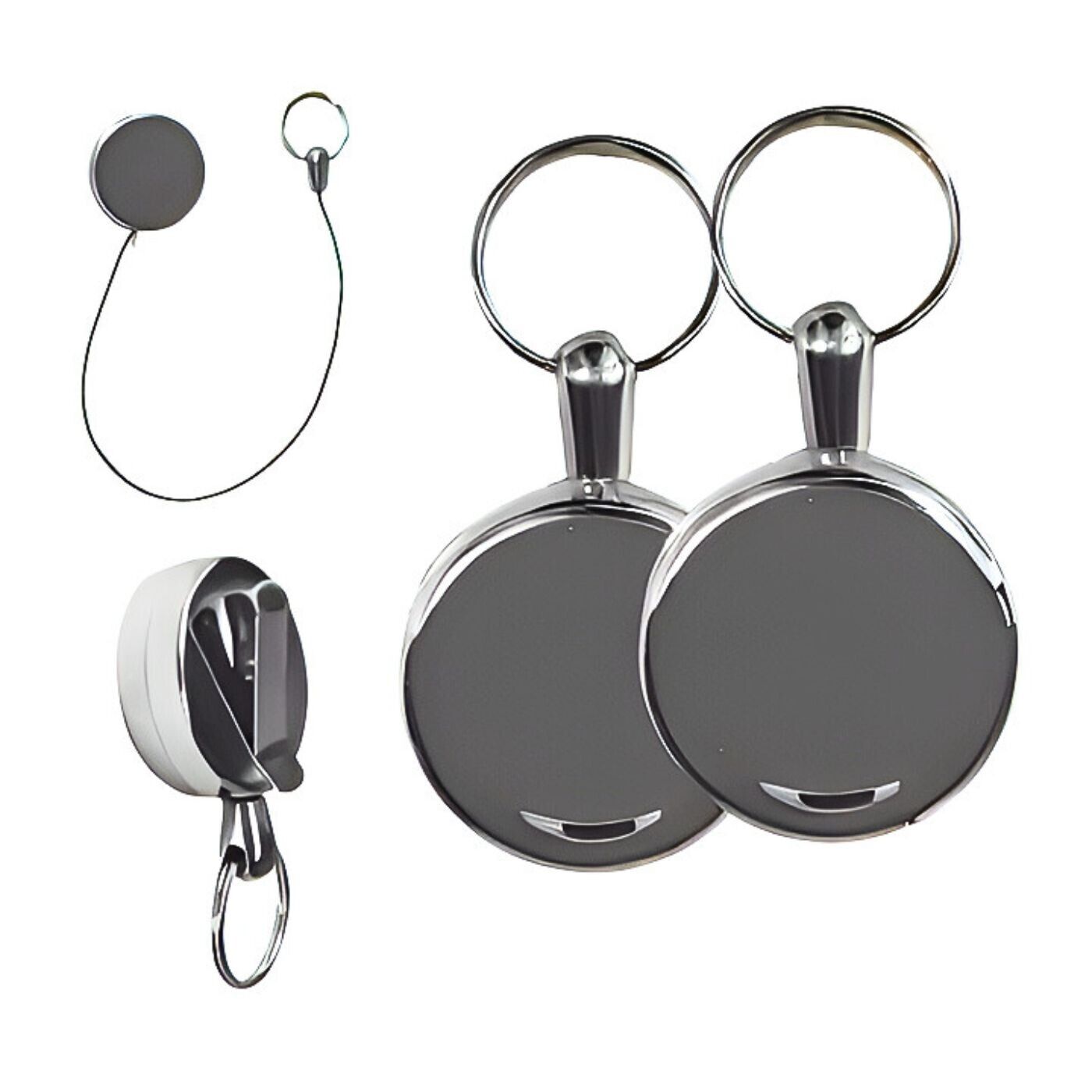 6 Pack Retractable Keyring with 60cm Extendable Chain - Key Belt Clip Pully - Chame LTD