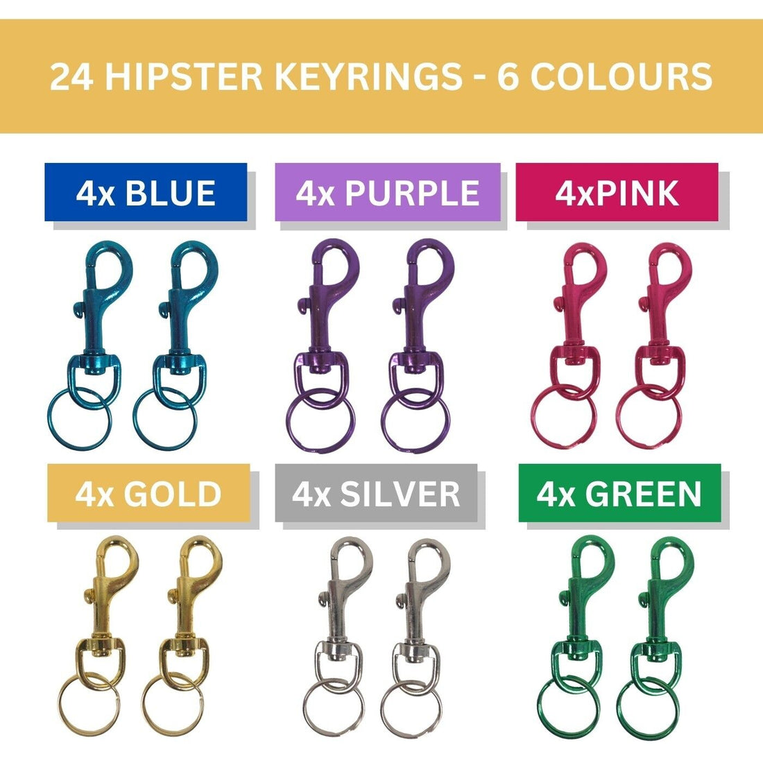24 Pack Strong Metal Hipster Keyring Belt Clip Keychain Key Fob Wallet Holder