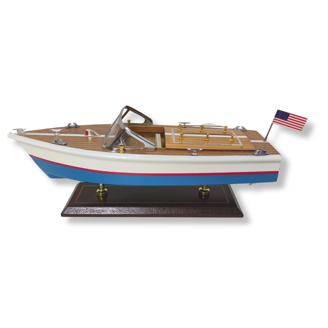 Handcrafted Wooden Model Speed Boat with Stand Personalize Option