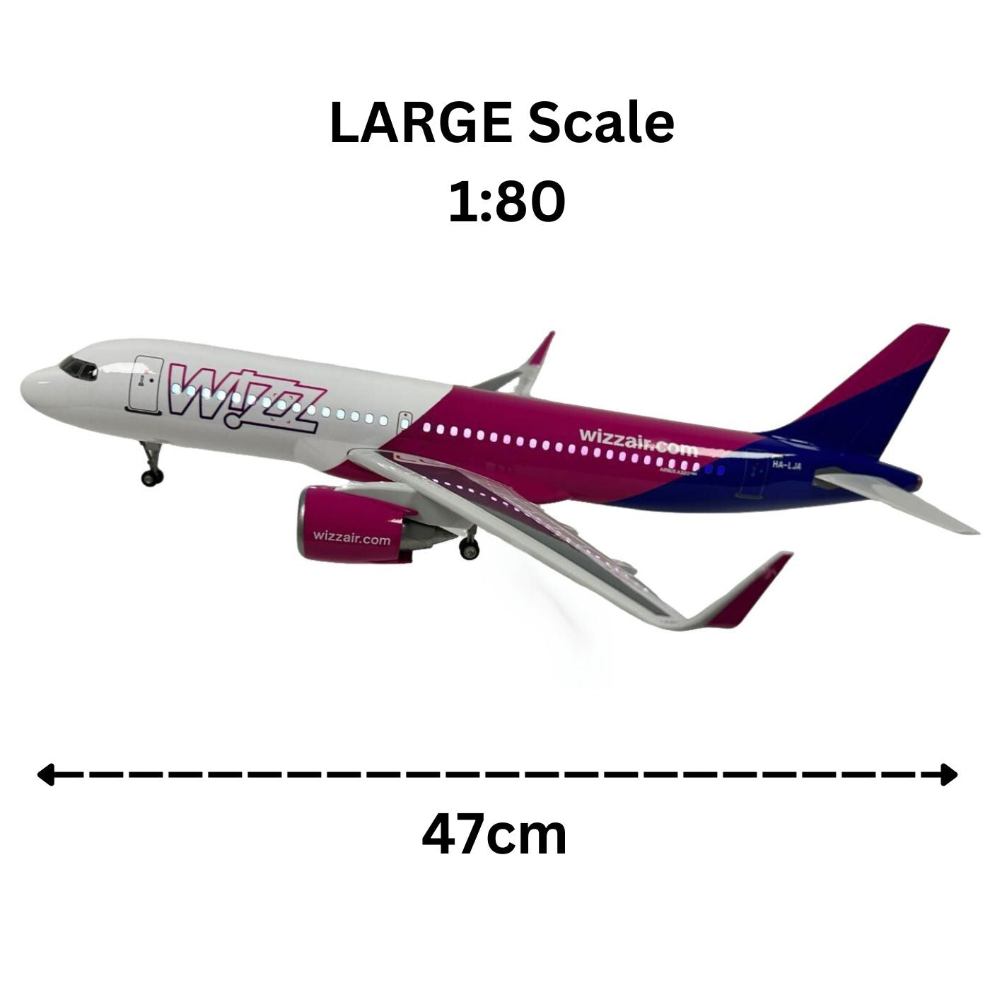 Model Plane Aircraft Wizz Air Large Scale Premium Airplane Lights Gift Decor - Chame LTD