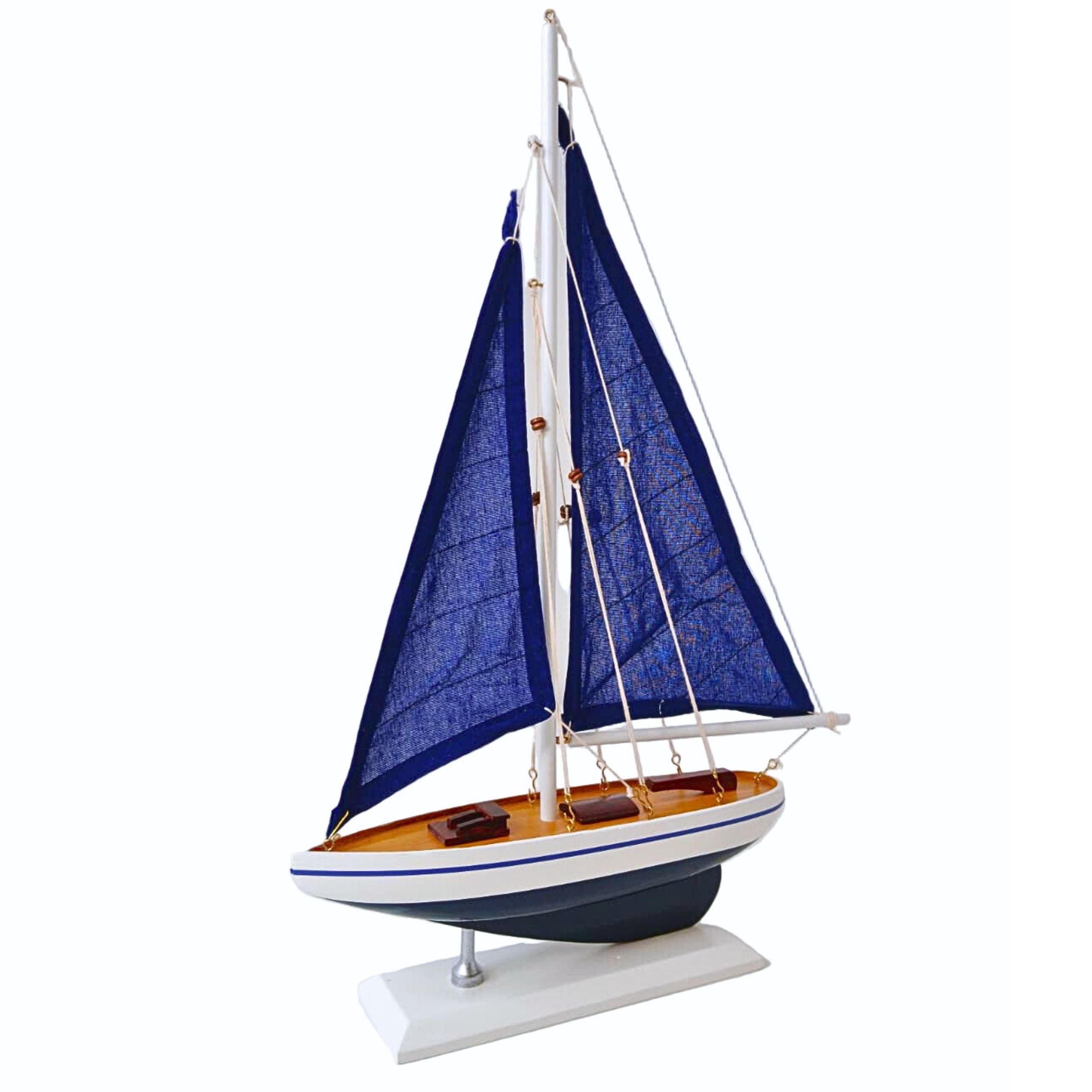 Wooden Sailboat Model Yacht – Handcrafted Nautical Decor Ornament - Chame LTD