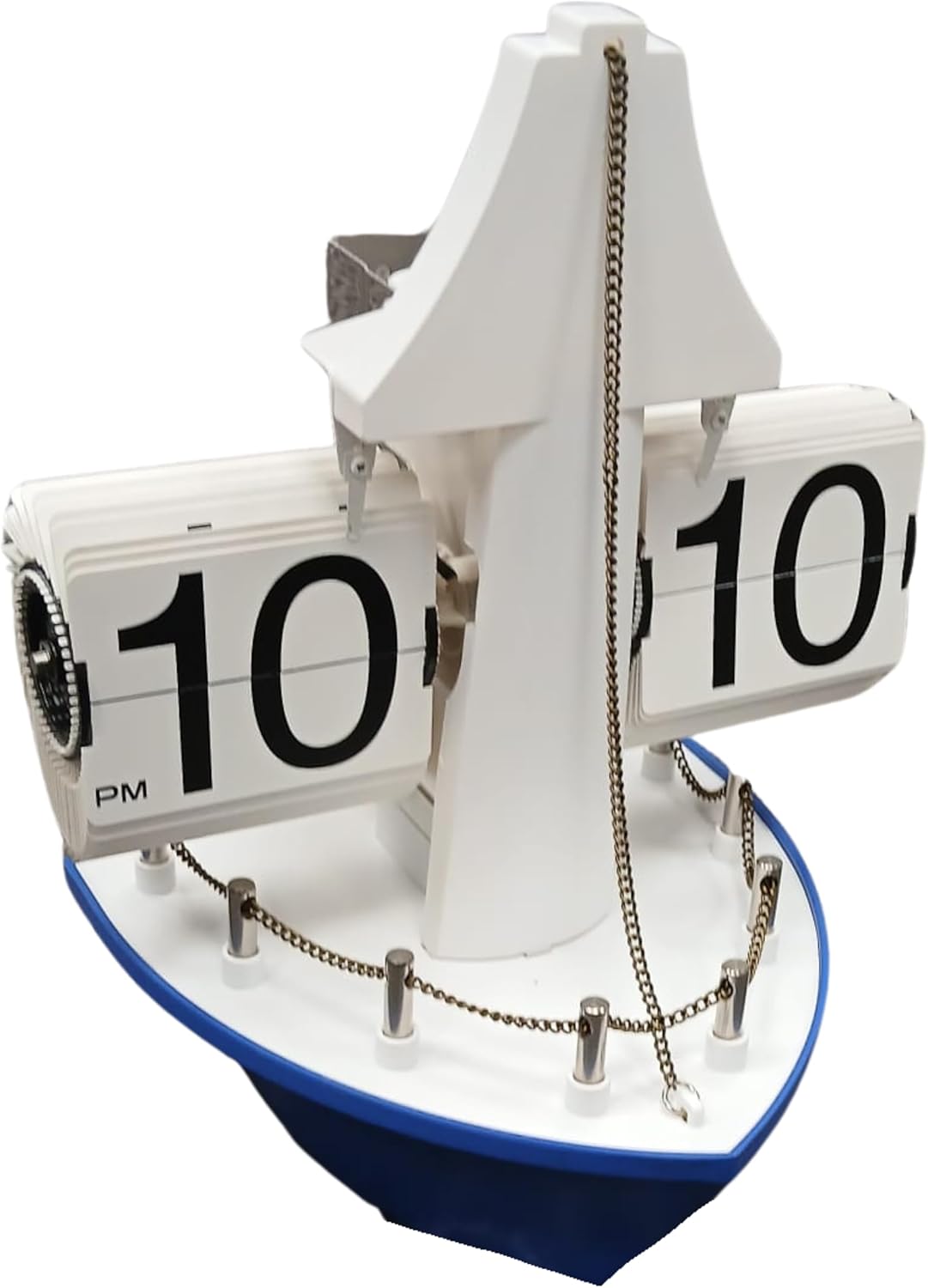 Ship Deck Flip Clock Wall Hanging Retro Nautical with Automatic Flip Panels AM PM Display Decorative Boat Style Desk Shelf Timepiece blue black (Black)