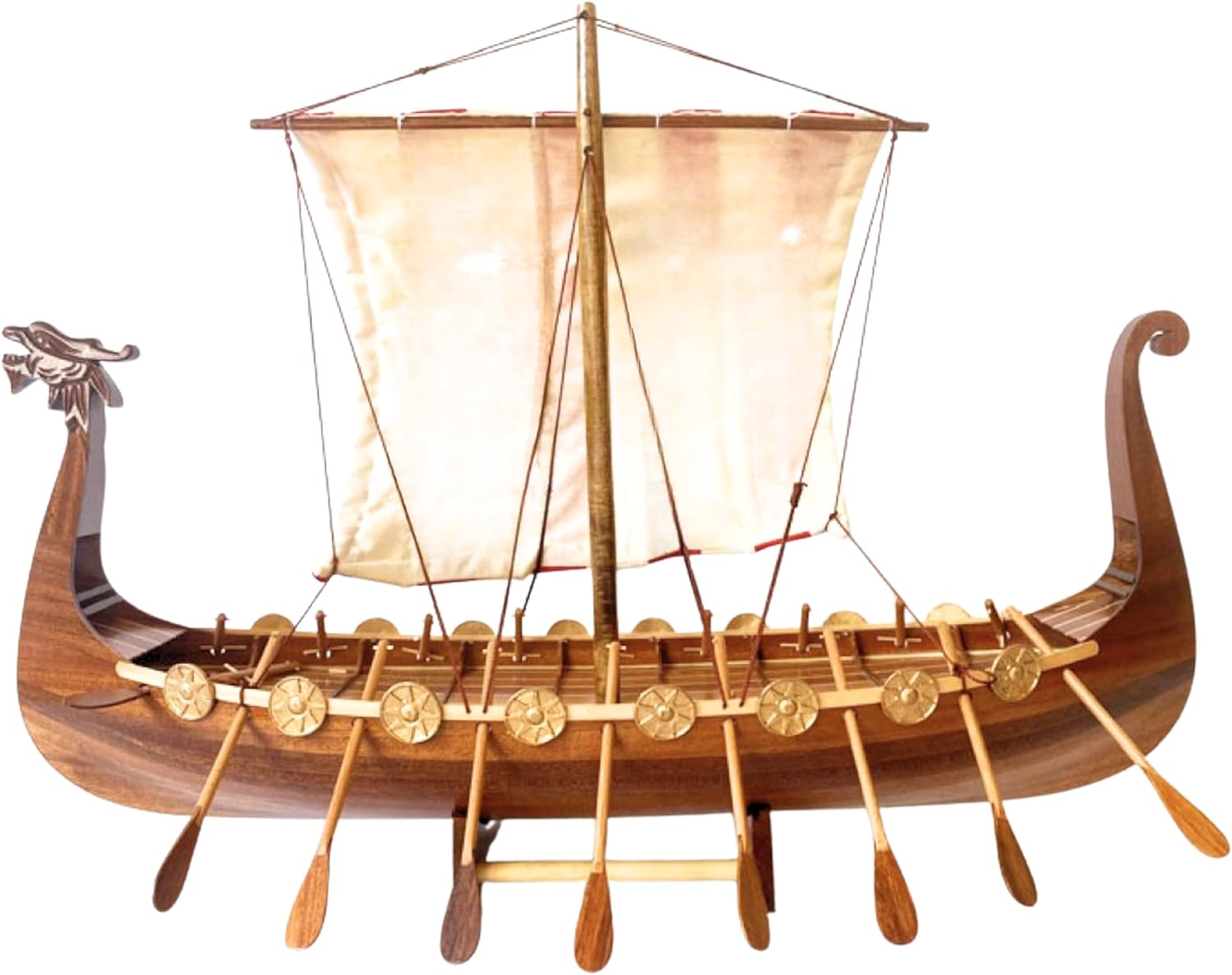 Authentic 60cm R&M Viking Drakkar Handcrafted Wooden Warship Model for Collector