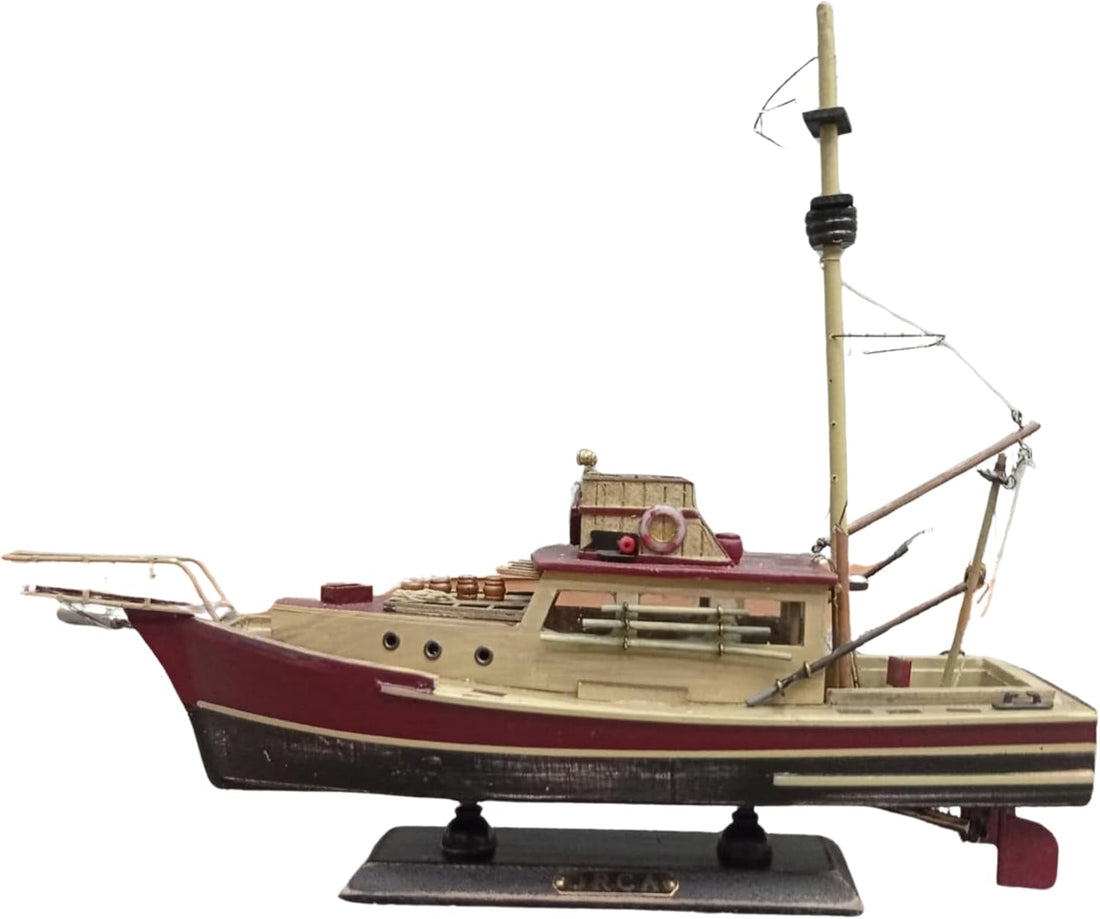 Handcrafted Wooden Ship Model ORCA Fishing Boat – 37cm Collectible Display Ship