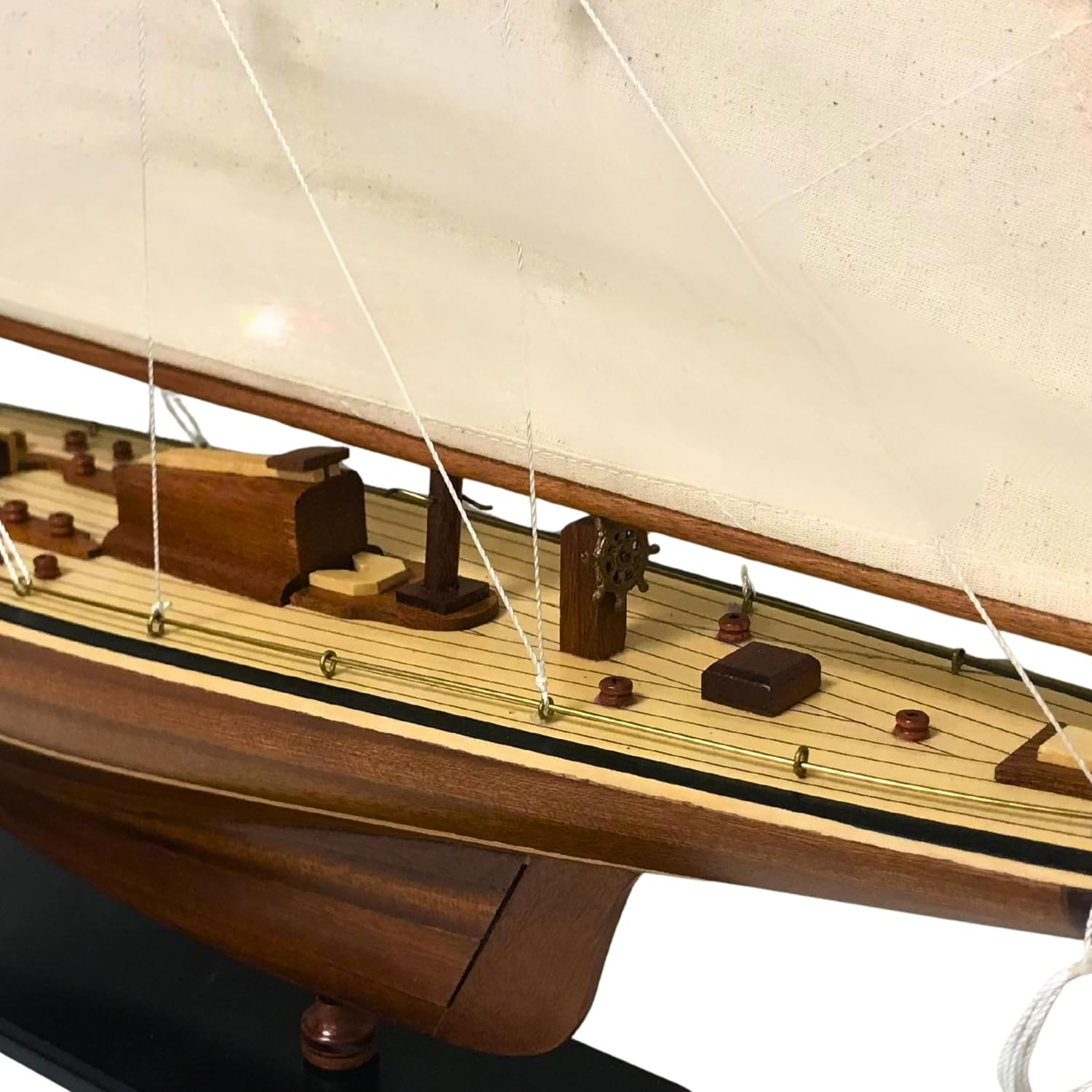 Authentic 90cm R&M ENTERPRISE Handcrafted Wooden Sailboat Model for Collectors,