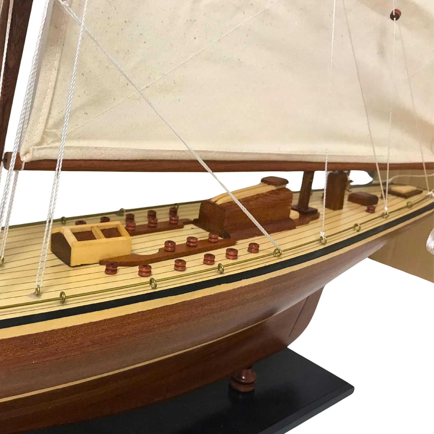Authentic 90cm R&M ENTERPRISE Handcrafted Wooden Sailboat Model for Collectors,
