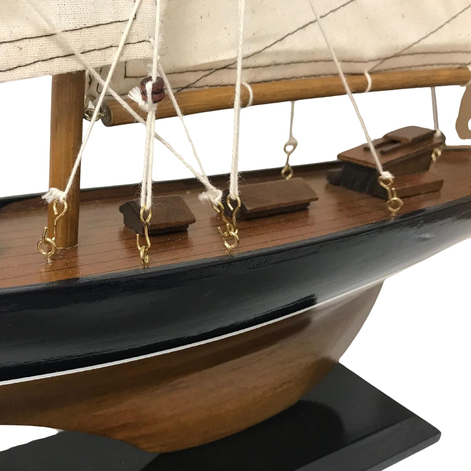 Authentic 65cm R&M Sailboat Handcrafted Wooden Yacht Model with Stand for Nautic