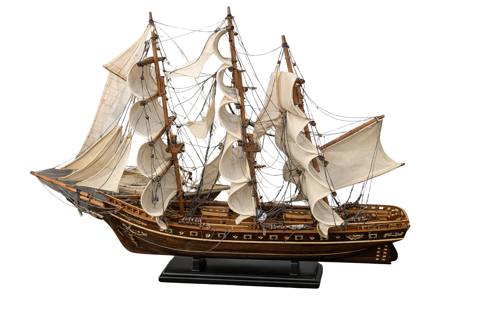Very Large Wooden Sailing Ship Model – Handcrafted Classic Tall Ship Display 95cm Long - Chame LTD