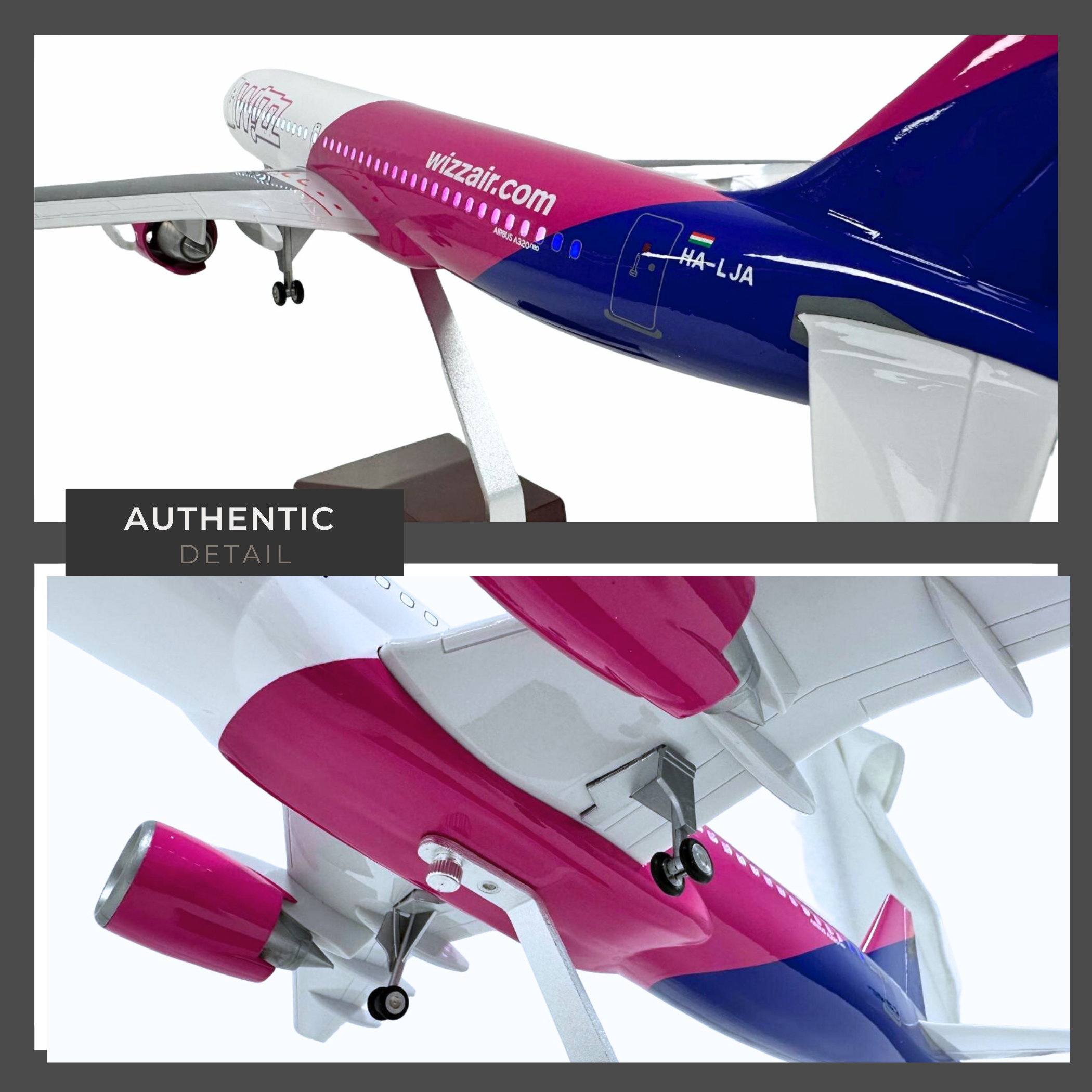 Model Plane Aircraft Wizz Air Large Scale Premium Airplane Lights Gift Decor - Chame LTD