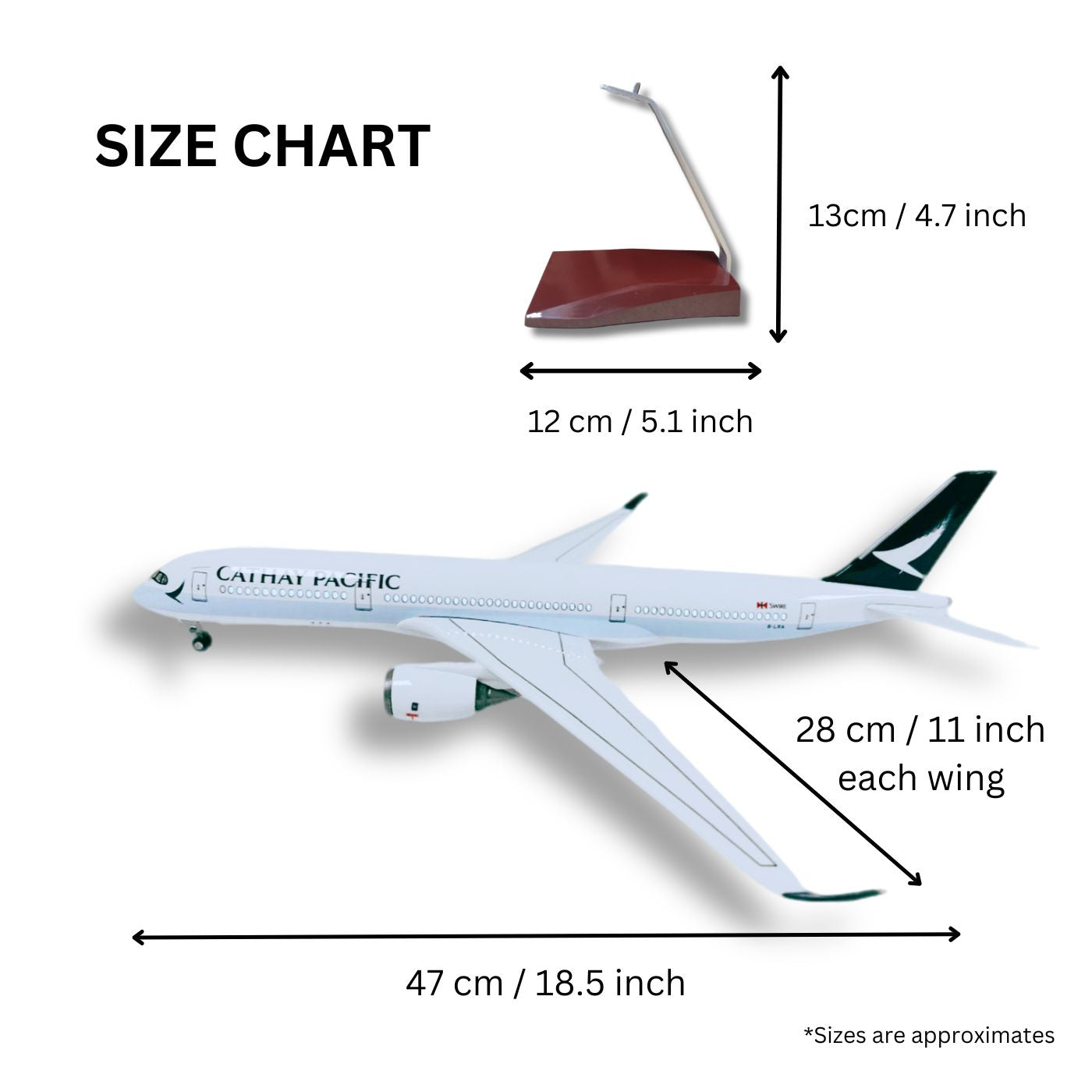 Cathay Pacific Model Plane Aircraft Large Scale Airplane Lights Gift decor - Chame LTD