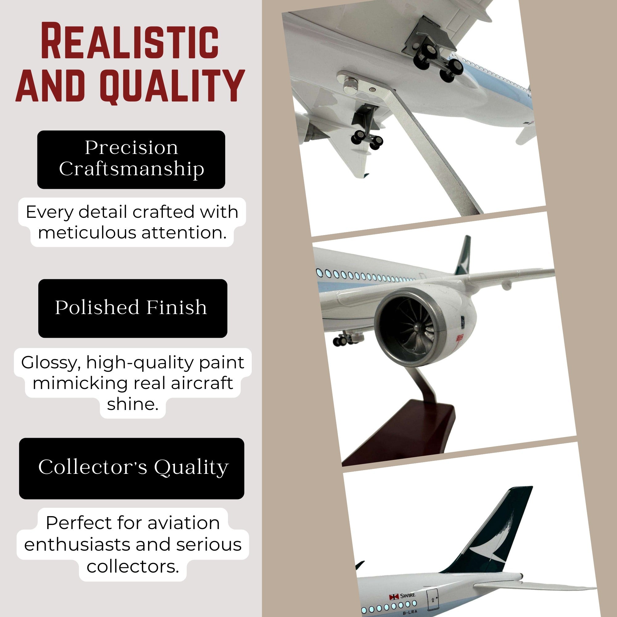 Cathay Pacific Model Plane Aircraft Large Scale Airplane Lights Gift decor - Chame LTD