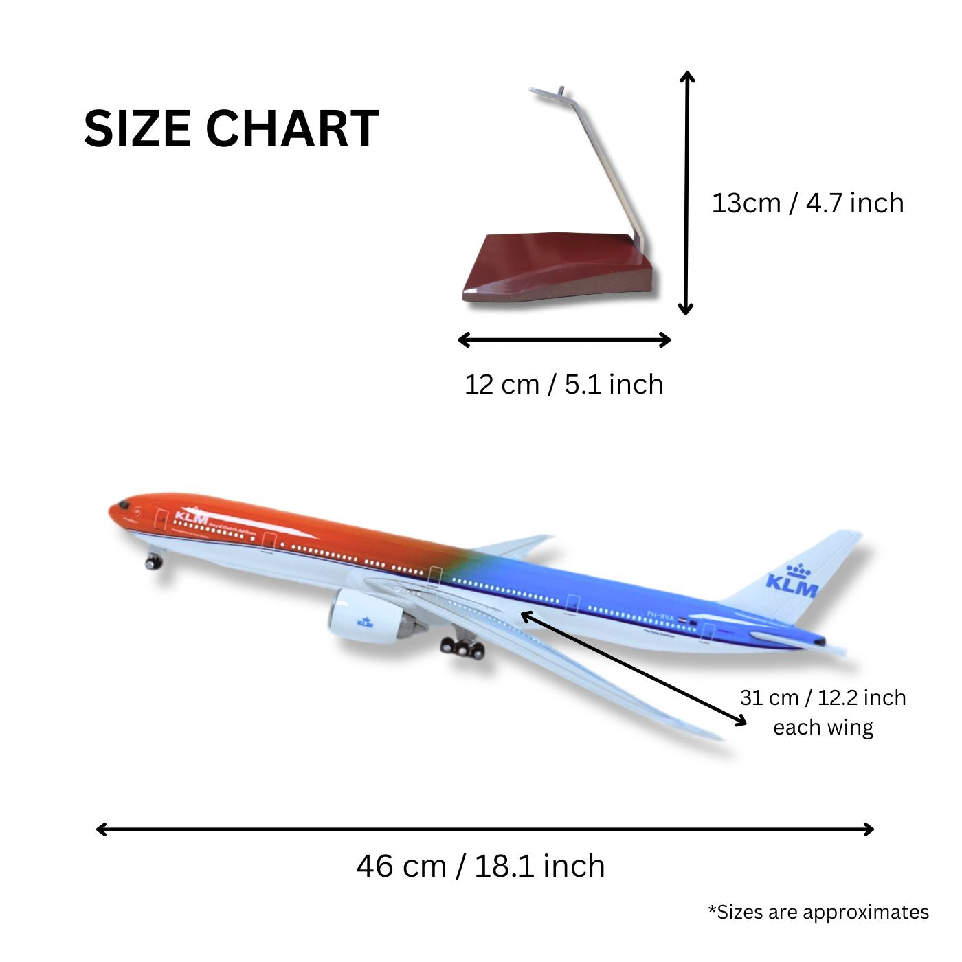 KLM 777 Model Plane Aircraft Large Scale Premium Airplane Lights Gift decor - Chame LTD
