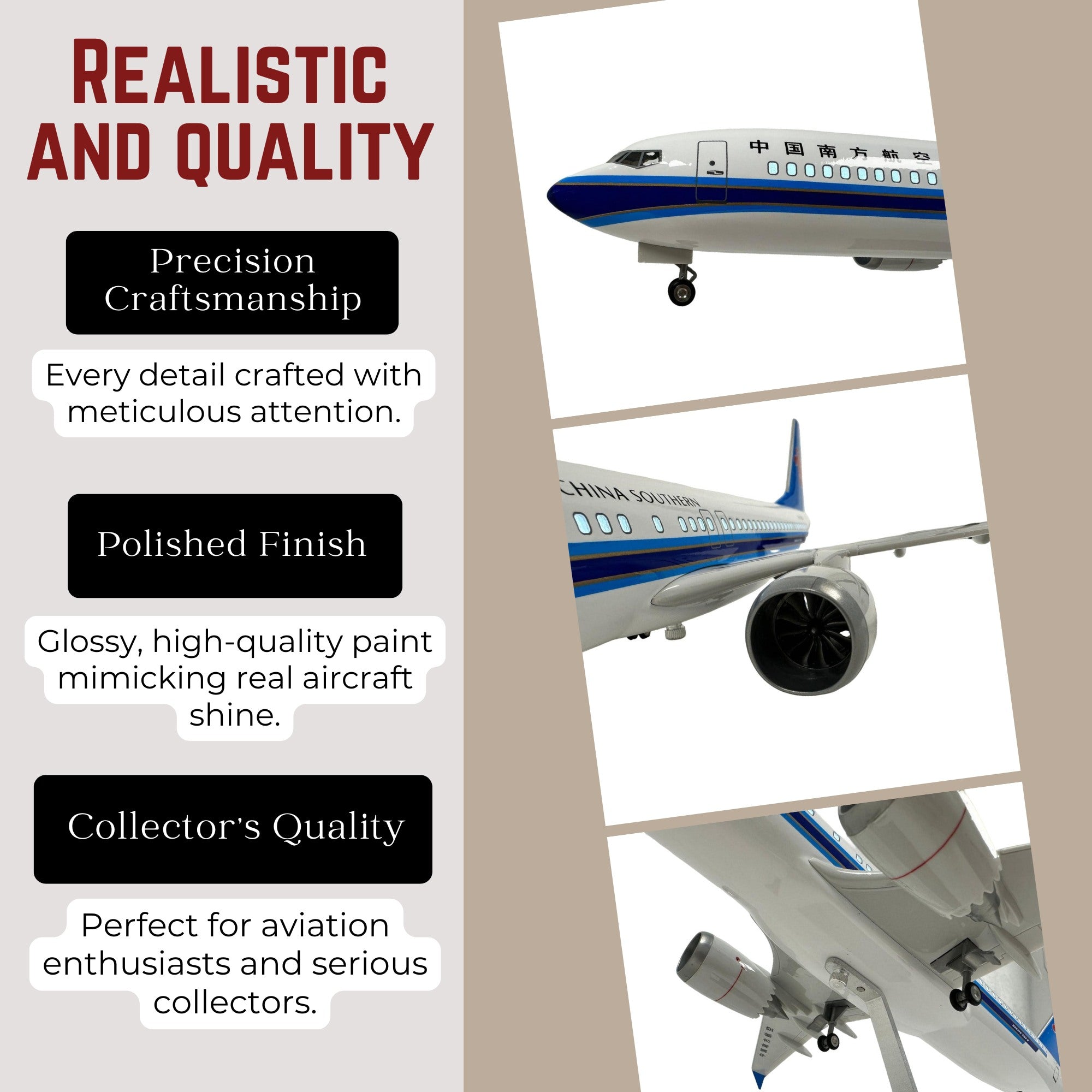 China South Model Plane Aircraft Large Scale Premium Airplane Lights Gift decor - Chame LTD