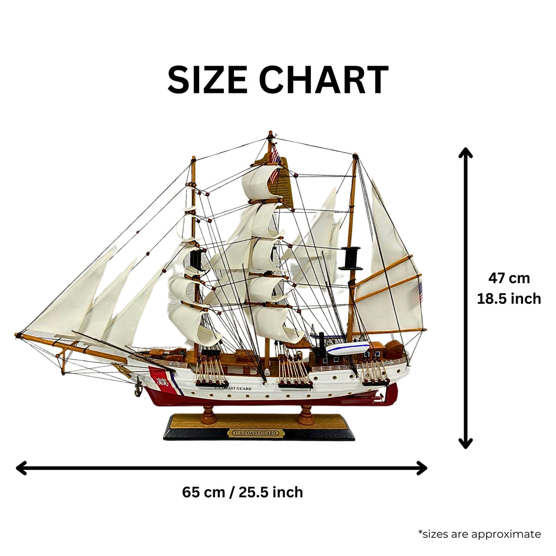 US Coast Guard Model Ship - Fully Assembled with Stand 65cm Length