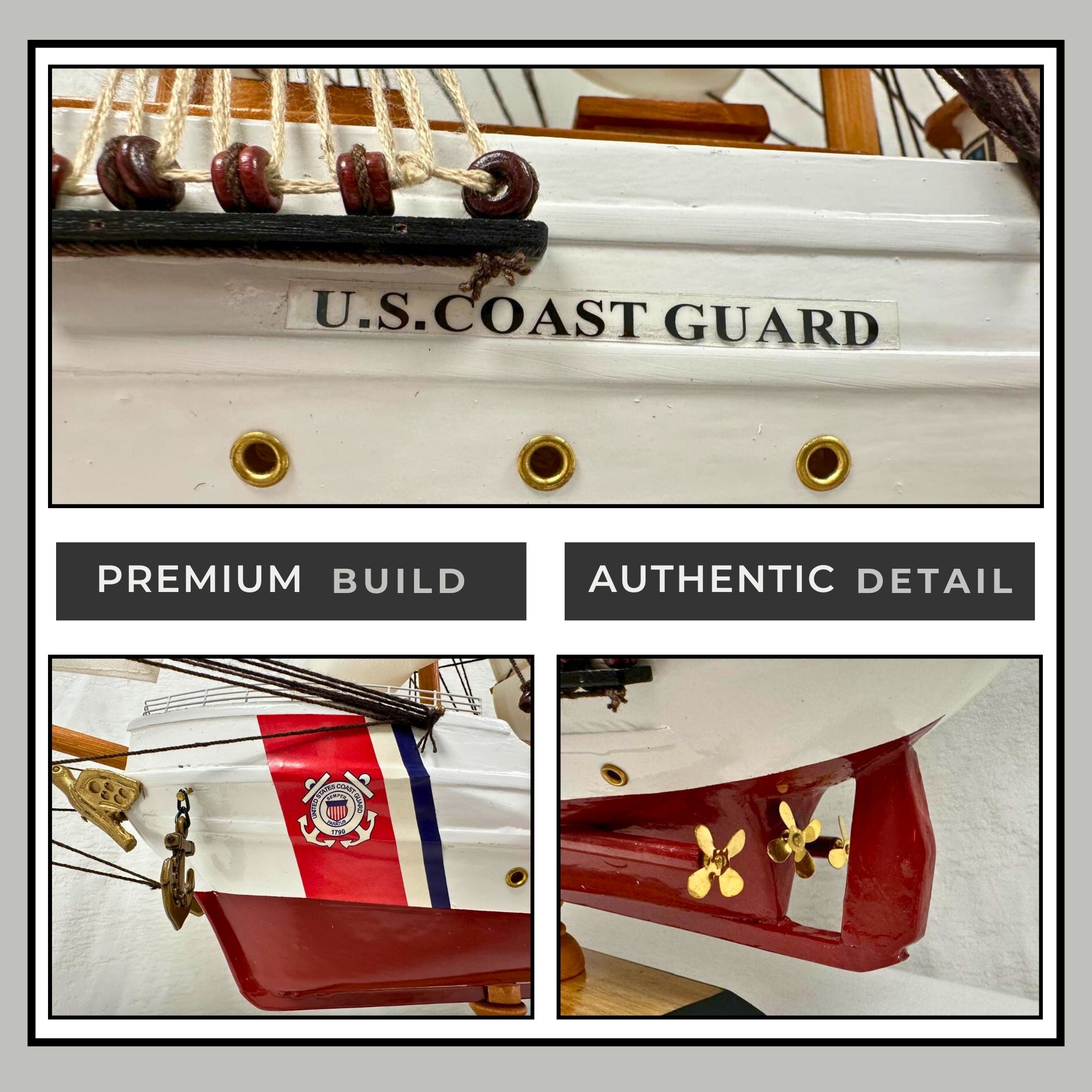 US Coast Guard Model Ship - Fully Assembled with Stand 65cm Length