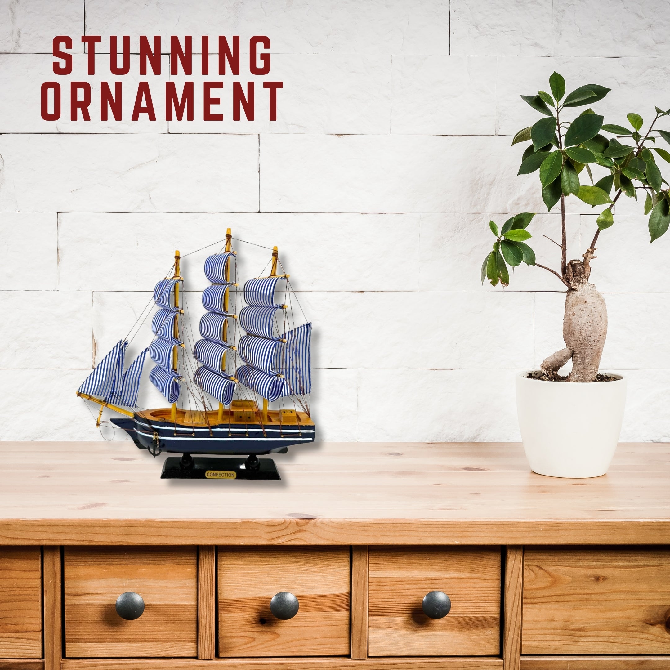 Handmade Blue Confection Ship Model - 32cm x 31cm - Decor Gift