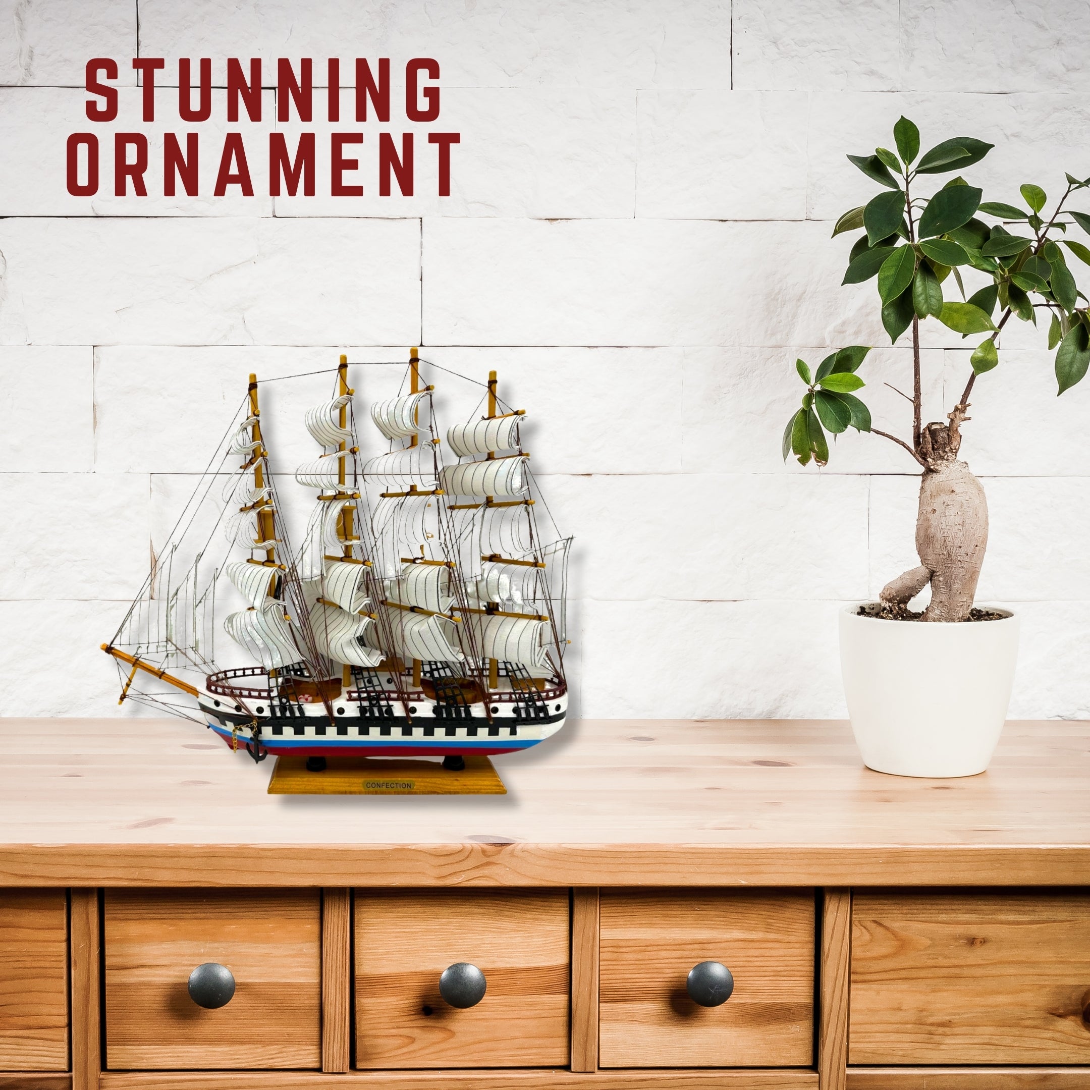 Confection Model Ship 1N With Display Stand Assembled 50cm Handmade