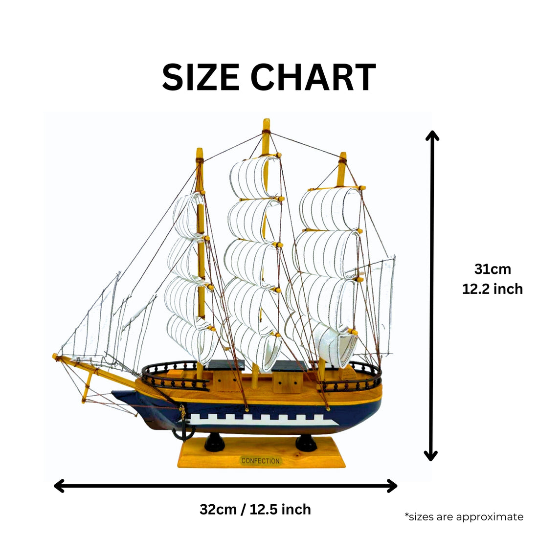 Handmade Confection Ship Model - 32cm Length 31 cm High