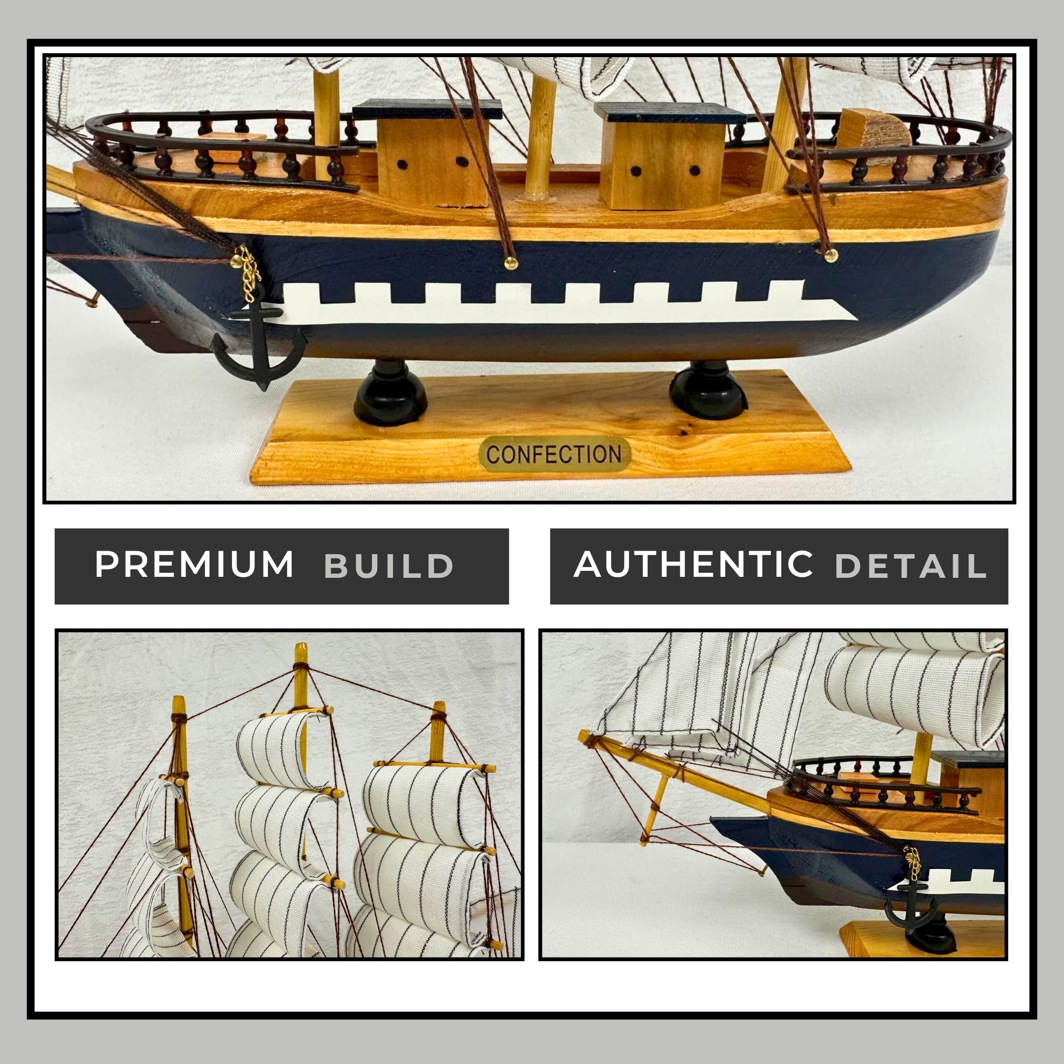 Handmade Confection Ship Model - 32cm Length 31 cm High