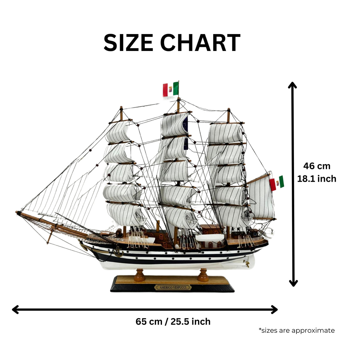 Vintage Model Ship 1I Fully Assembled With Display Stand Handmade 65cm Length