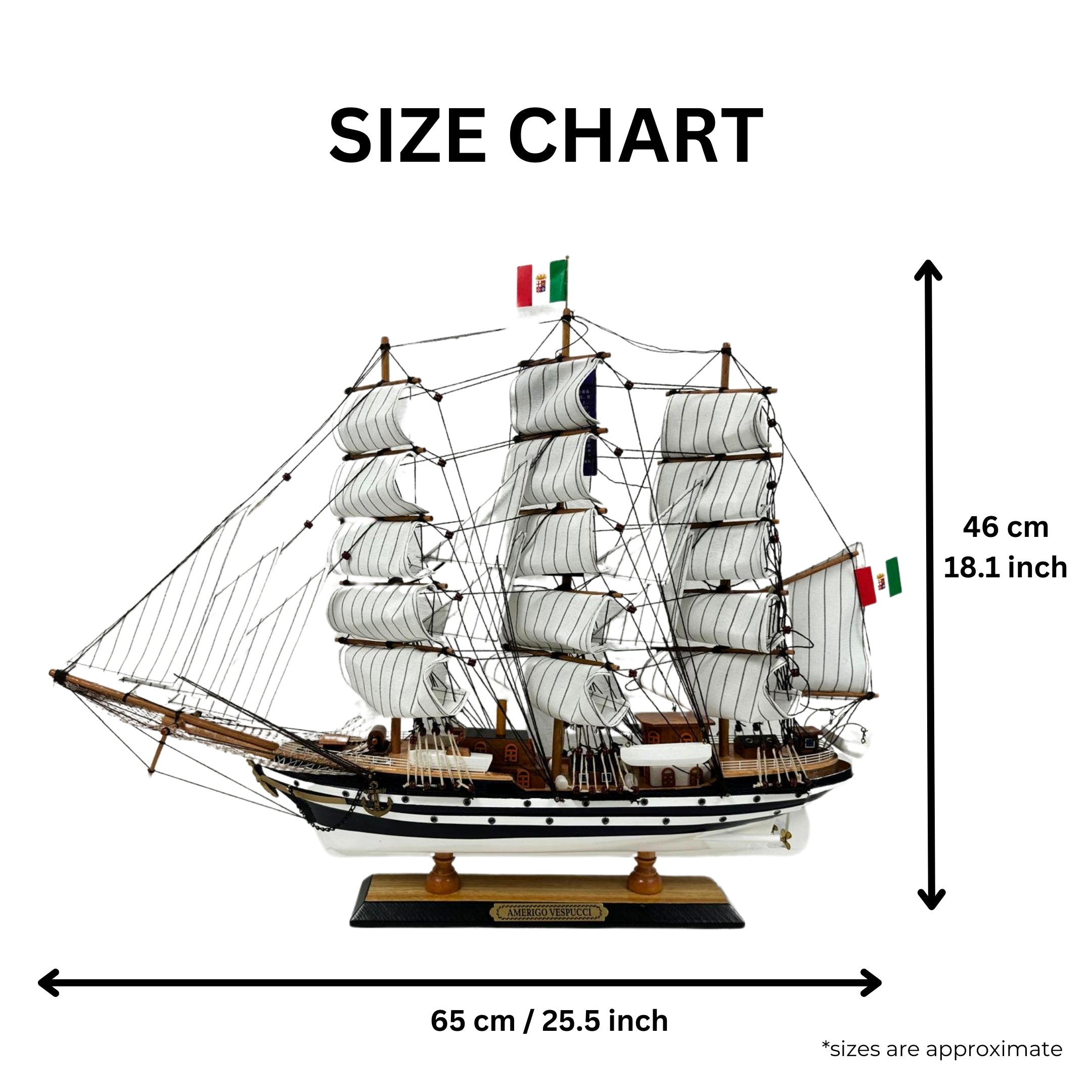 Vintage Model Ship 1I Fully Assembled With Display Stand Handmade 65cm Length