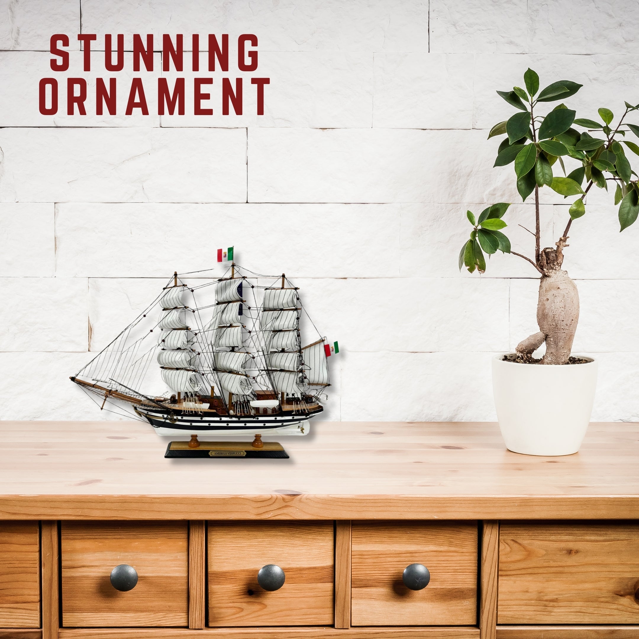 Vintage Model Ship 1I Fully Assembled With Display Stand Handmade 65cm Length