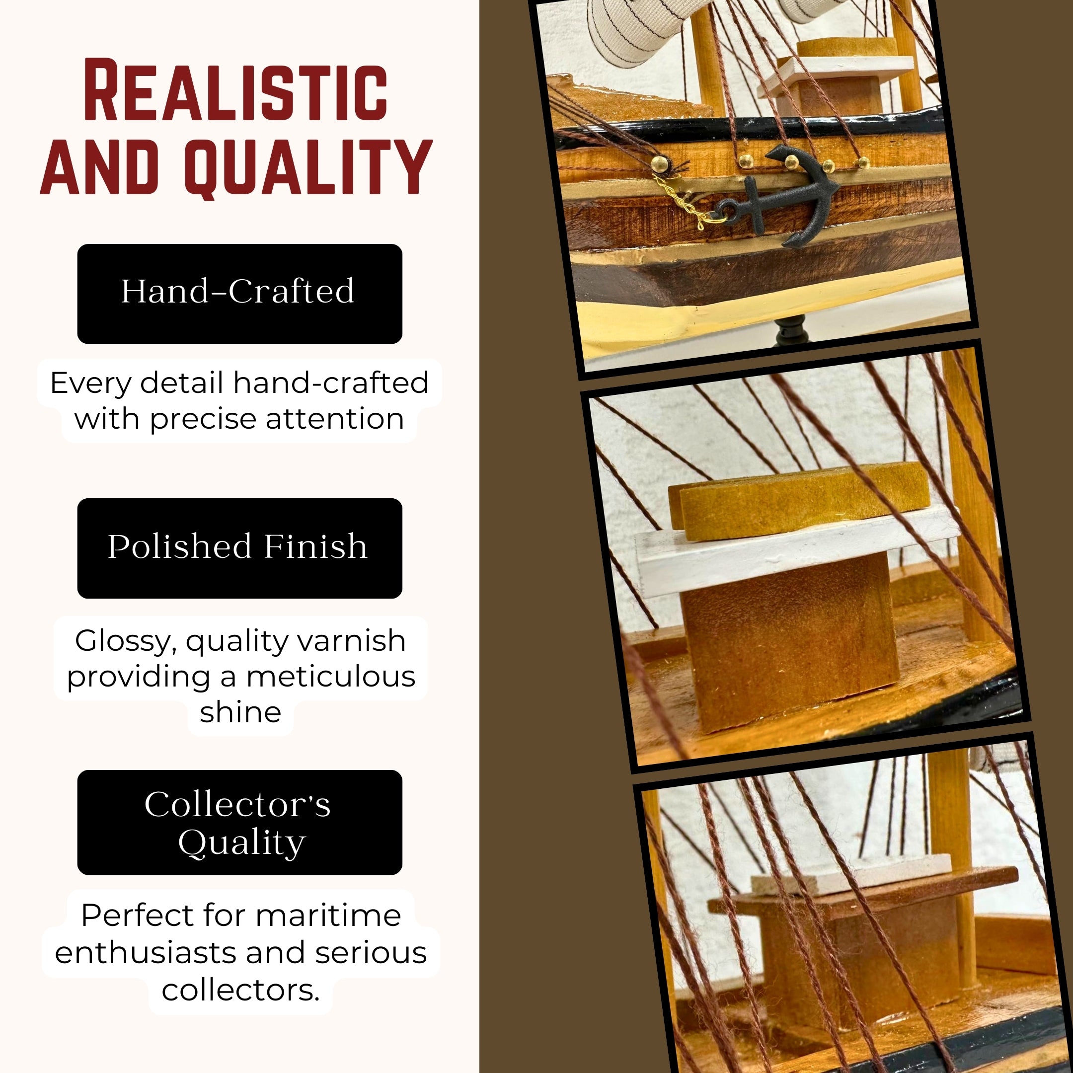 Handmade Confection Ship Model - 32cm x 32cm - Decor Gift