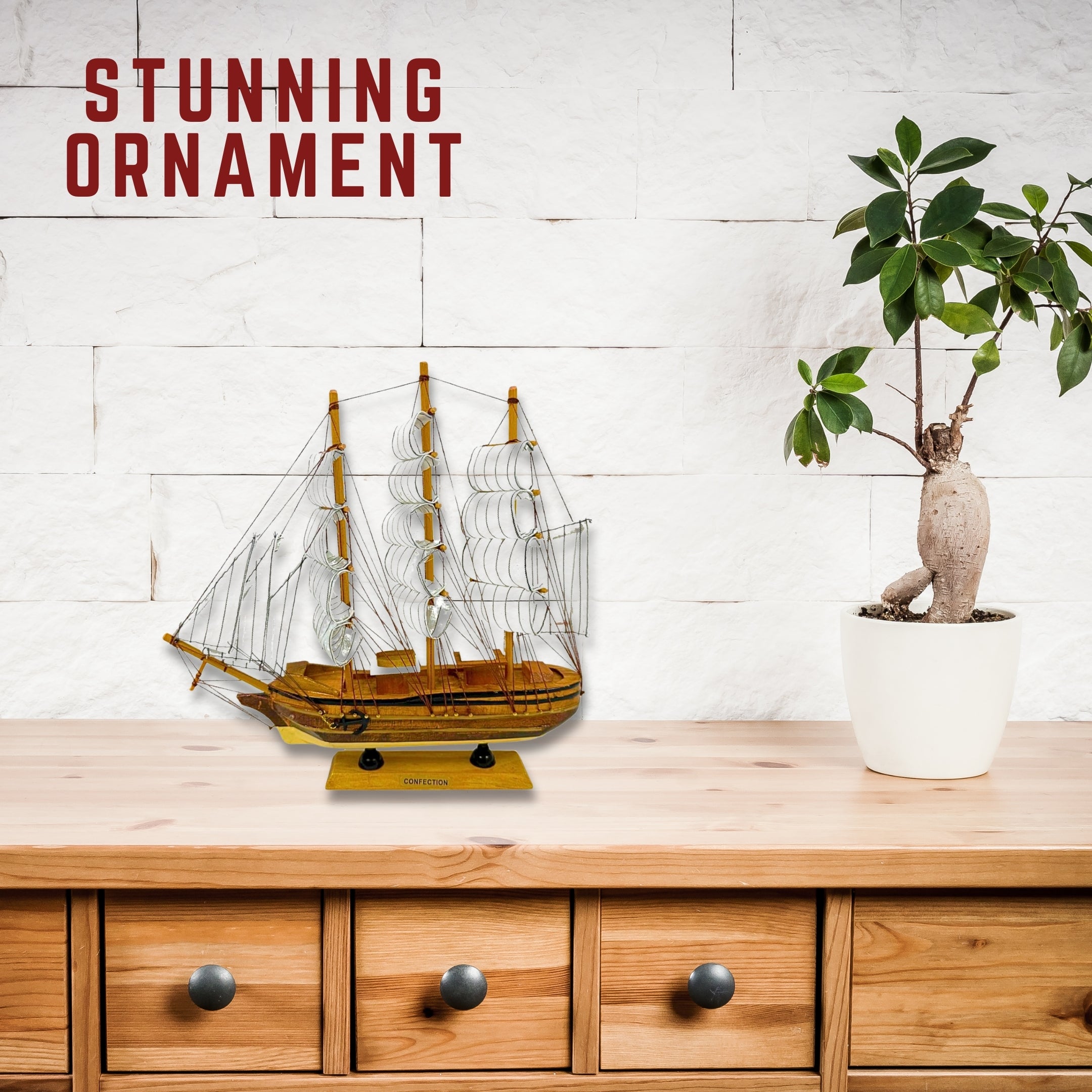 Handmade Confection Ship Model - 32cm x 32cm - Decor Gift