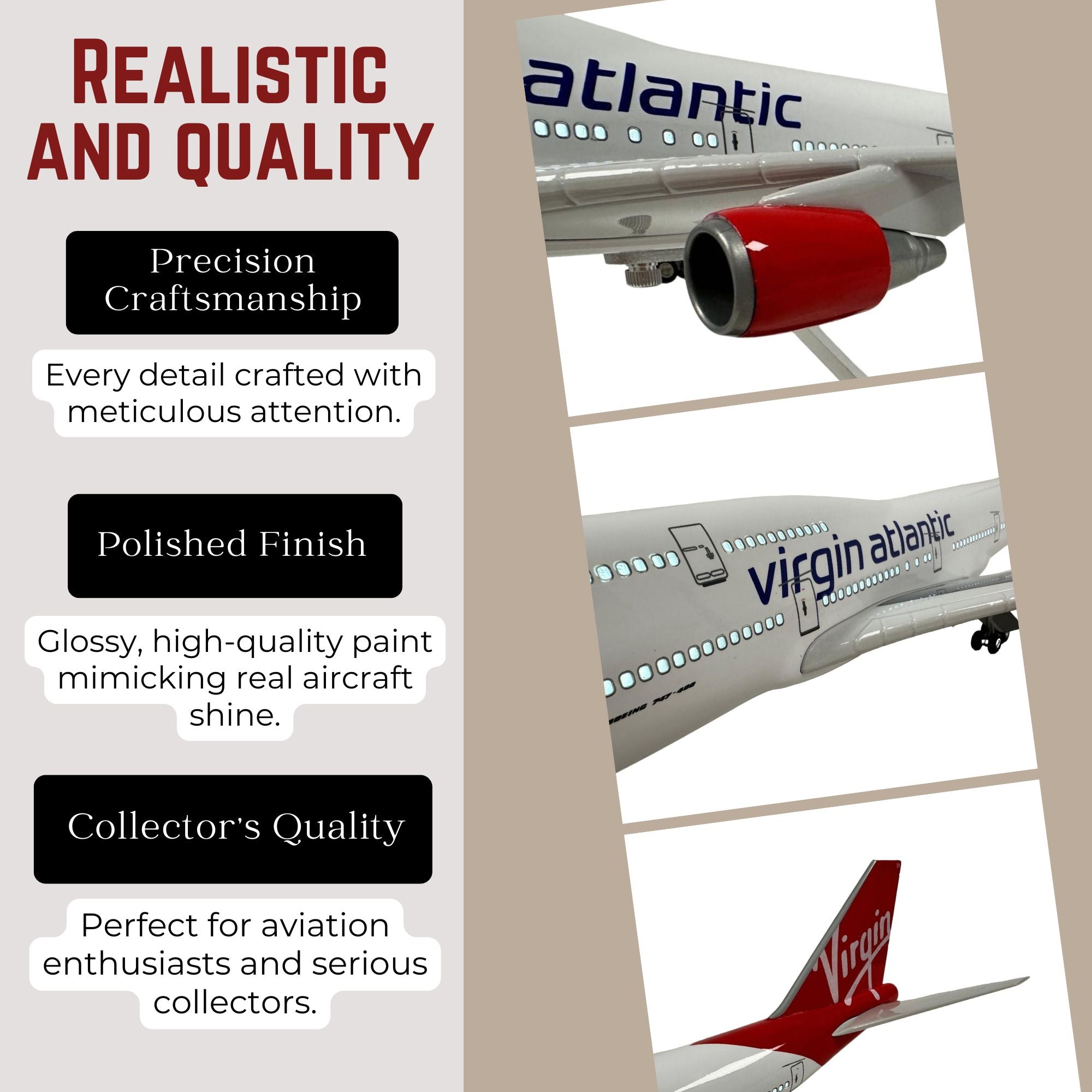 747 Boeing Model Plane Premium Large Scale Ideal Gift Working Lights - Chame LTD