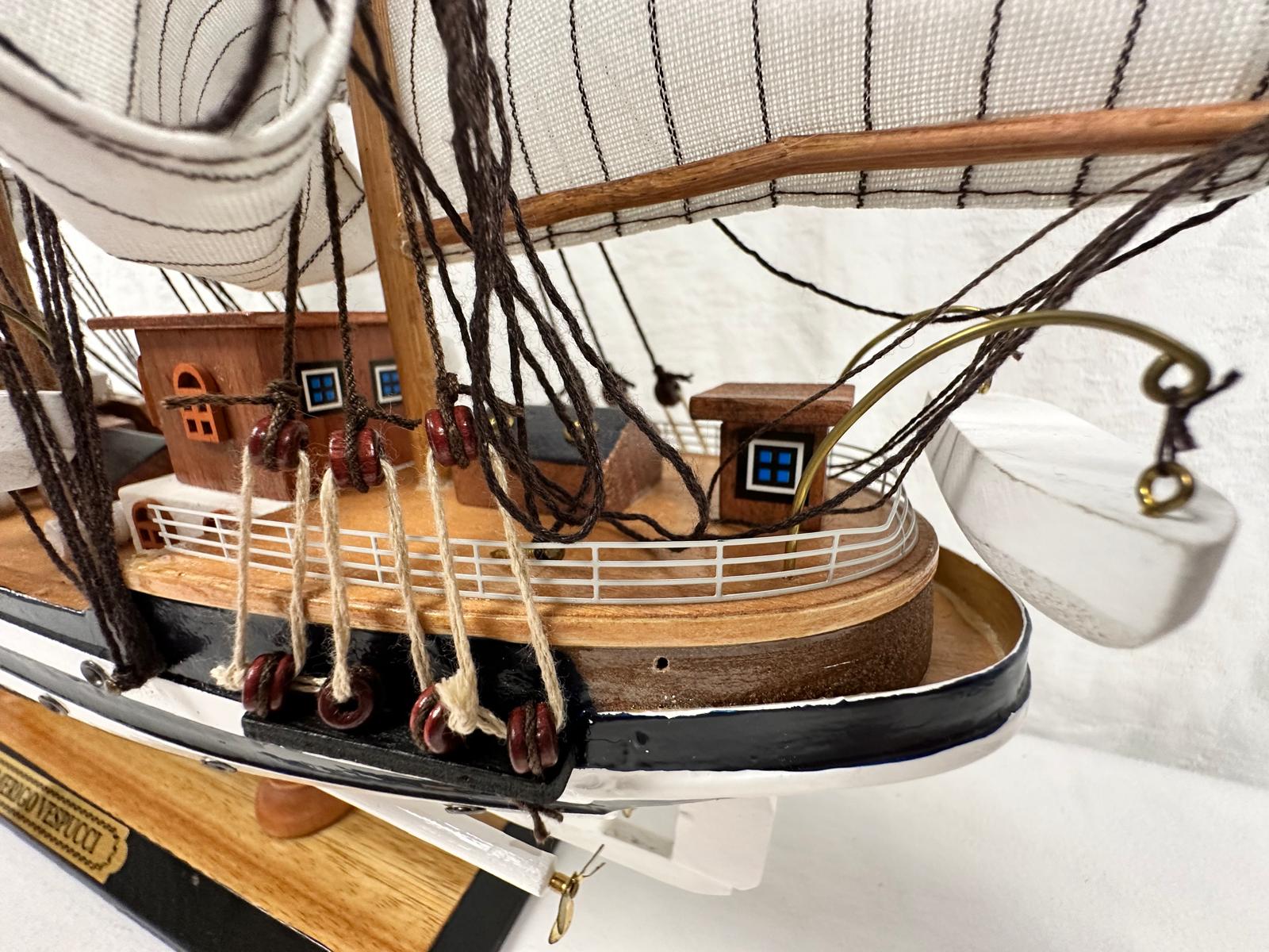 Vintage Model Ship 1I Fully Assembled With Display Stand Handmade 65cm Length