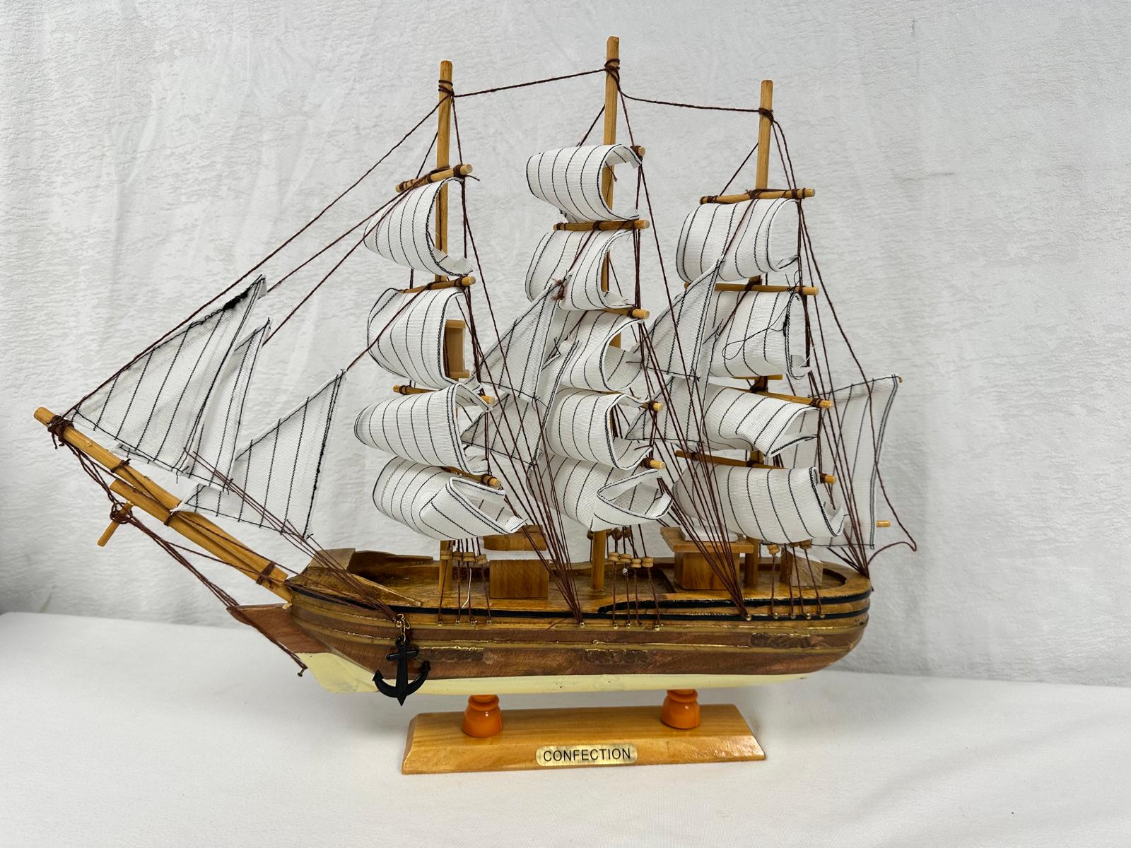Confection Model Ship 1c With Display Stand Assembled Handmade
