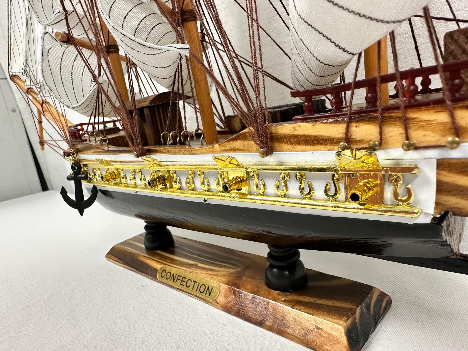 Confection Model Ship 1d With Display Stand Assembled Handmade