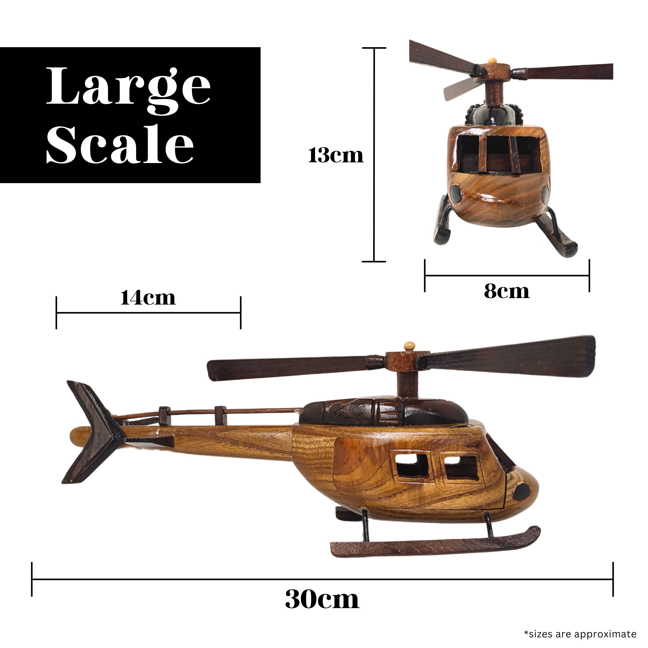 Aero Range Model Helicopter Handcrafted Wooden Vintage - Chame LTD