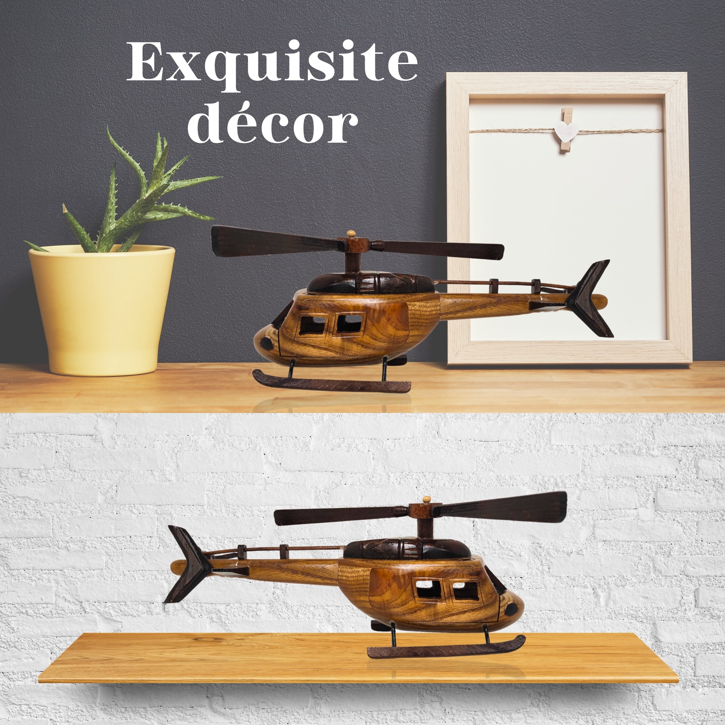 Aero Range Model Helicopter Handcrafted Wooden Vintage - Chame LTD