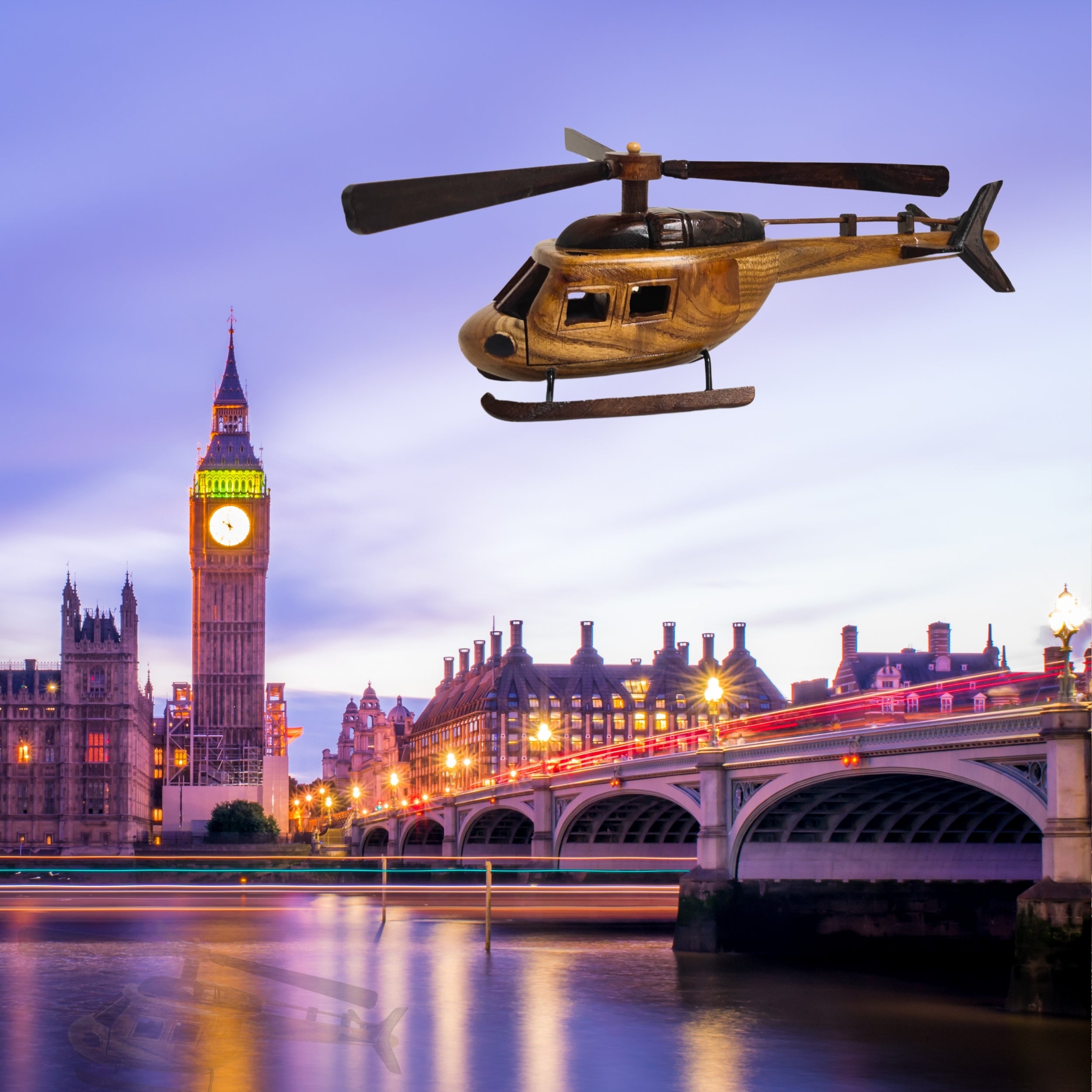 Aero Range Model Helicopter Handcrafted Wooden Vintage - Chame LTD